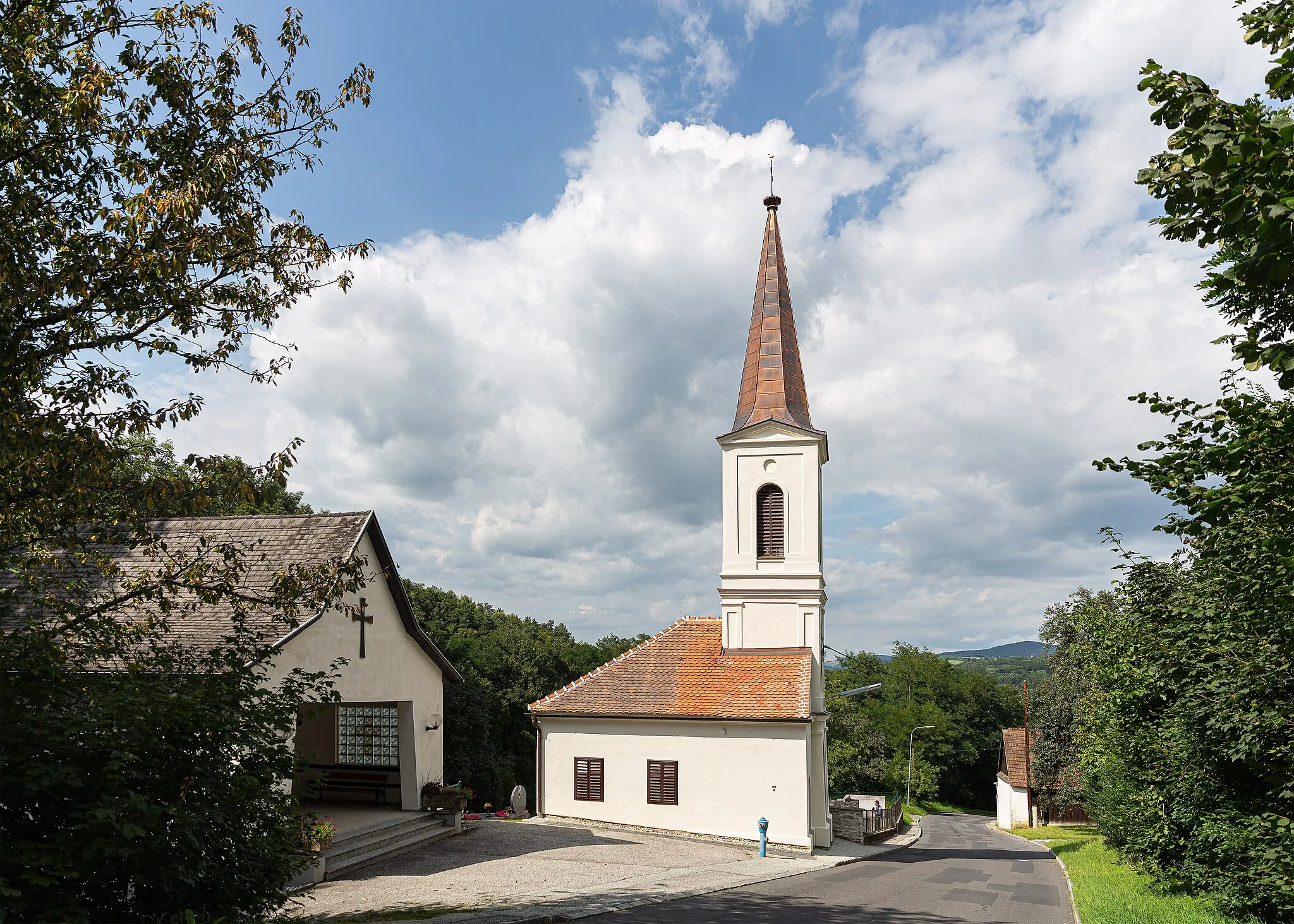 Photo showing: Bell tower in Bergwerk, Mariasdorf, Burgenland, Austria.