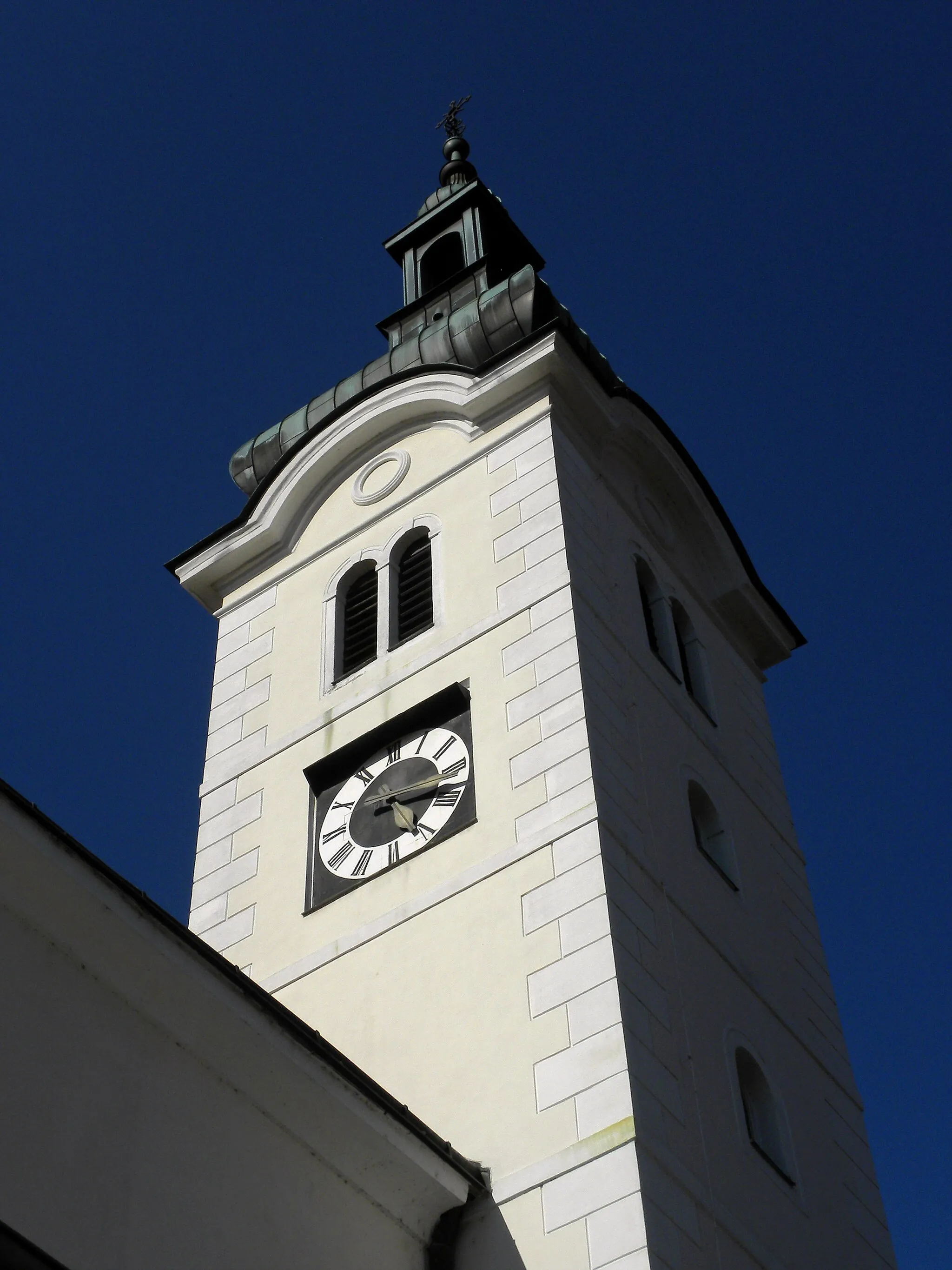 Photo showing: Turm der Pfarrkirche hl. Jakob der Ältere in Purkersdorf
