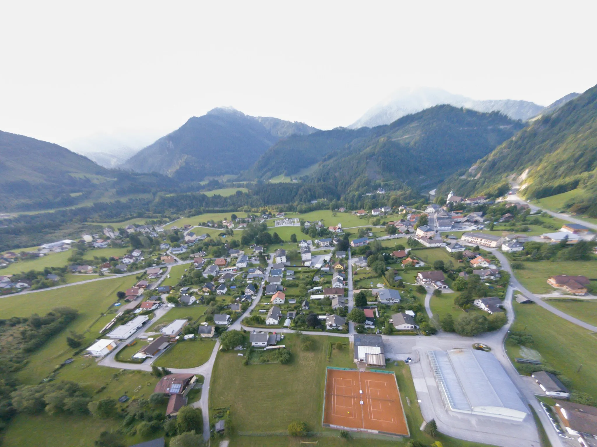Photo showing: Aerial Photograph of Altenmarkt bei Sankt Gallen (with lens correction)