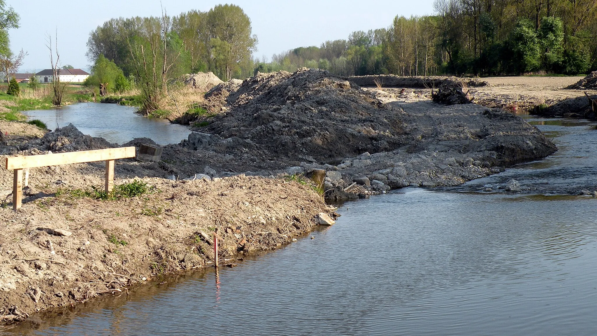 Photo showing: Machlanddamm Verlegung des Aist-Mühlbaches bei Staffling