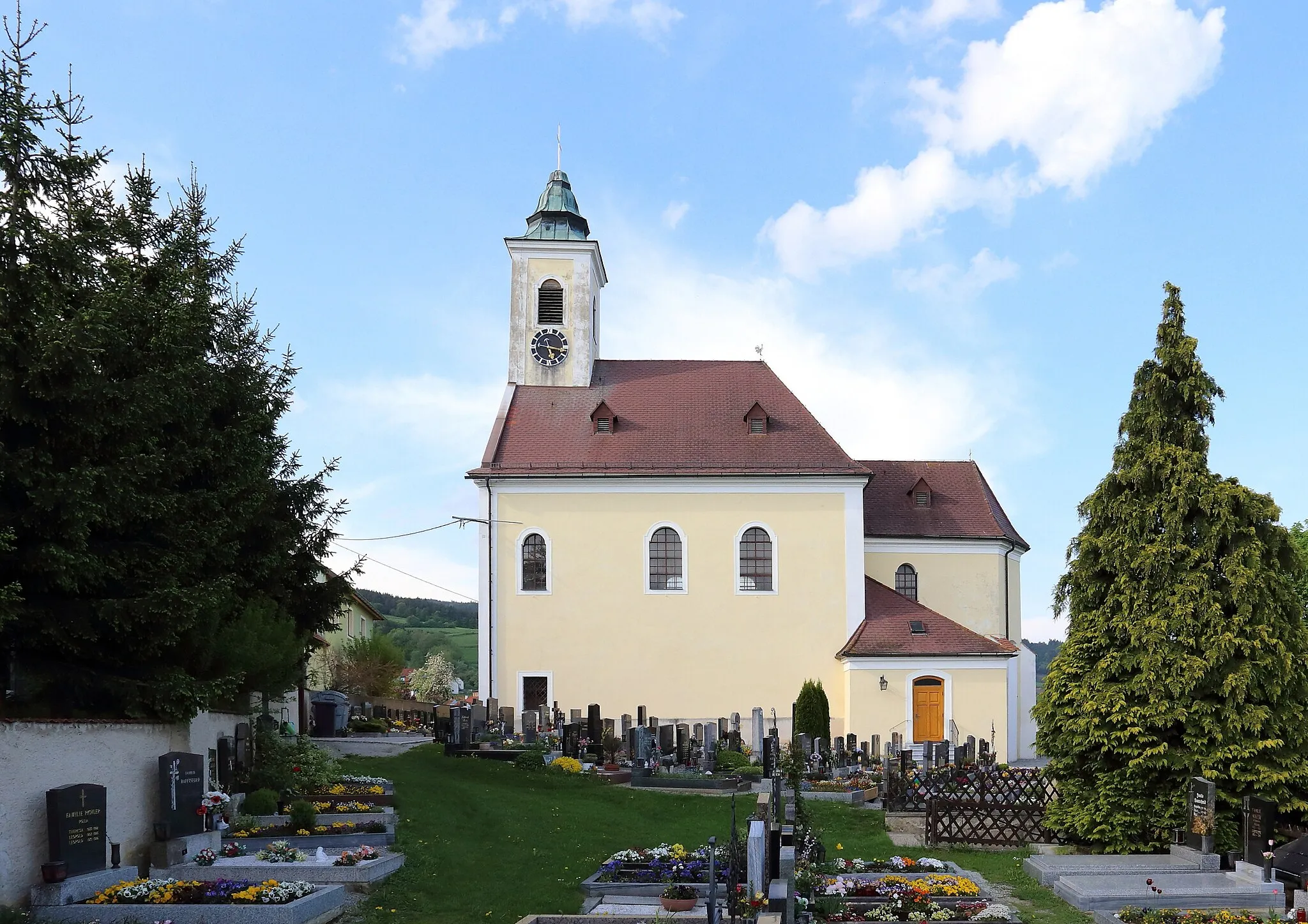 Photo showing: Katholische Pfarrkirche hl. Gotthard der niederösterreichischen Marktgemeinde Raxendorf.