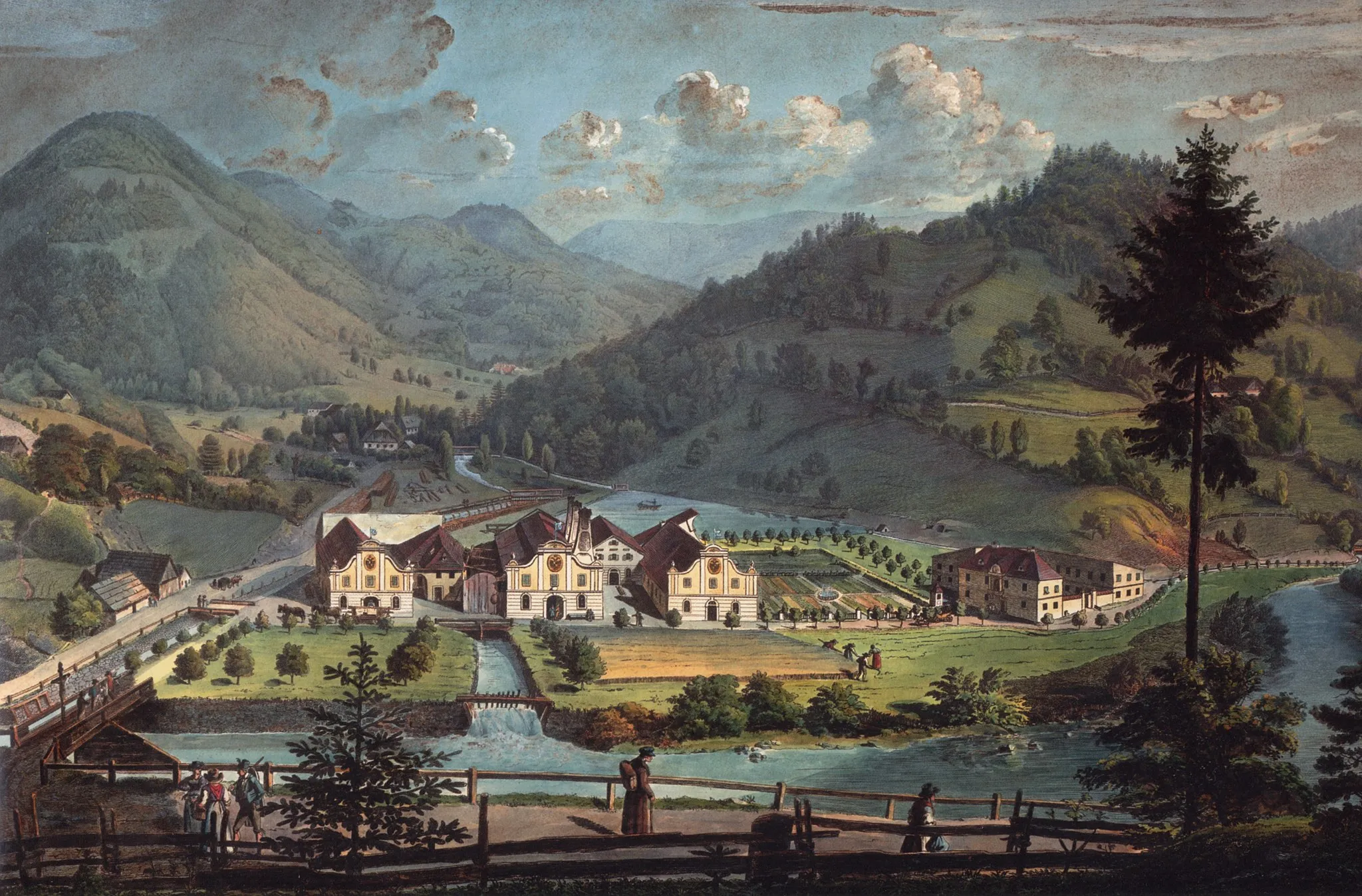 Photo showing: The iron rolling mill of Andreas Töpper in Neubruck, Scheibbs. ca. 1827 label QS:Len,"The iron rolling mill of Andreas Töpper in Neubruck, Scheibbs. ca. 1827"
label QS:Lde,"Neubruck bei Scheibbs, Toepperfabrik um 1827"