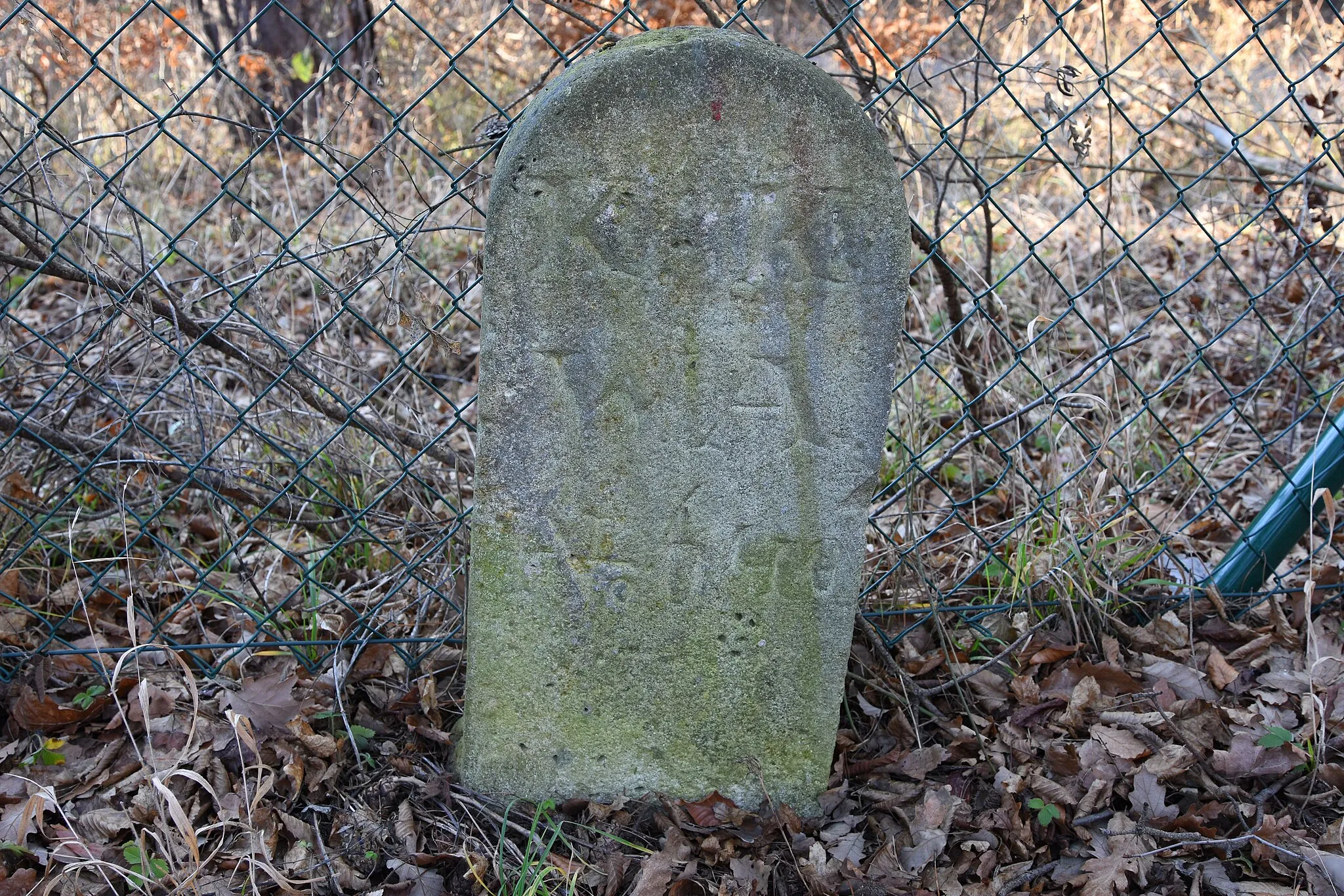 Photo showing: Grenzstein des Bürgerspitals (Bürgerspitalwald Weidlingau). Die Inschrift "K.K. WA" steht für das kaiserlich königliche Waldamt