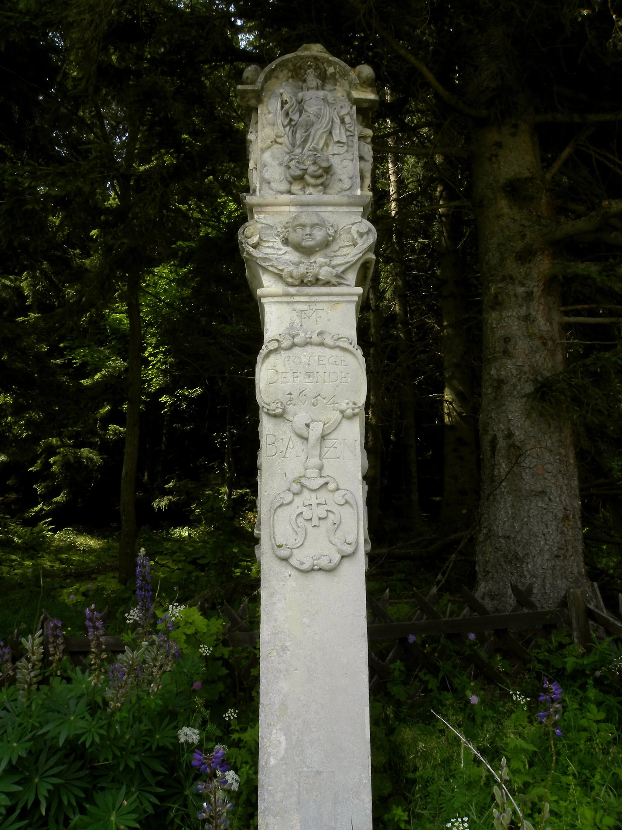 Photo showing: Die frühbarocke Mariensäule am Preiner Gscheid stammt aus dem Jahr 1654.