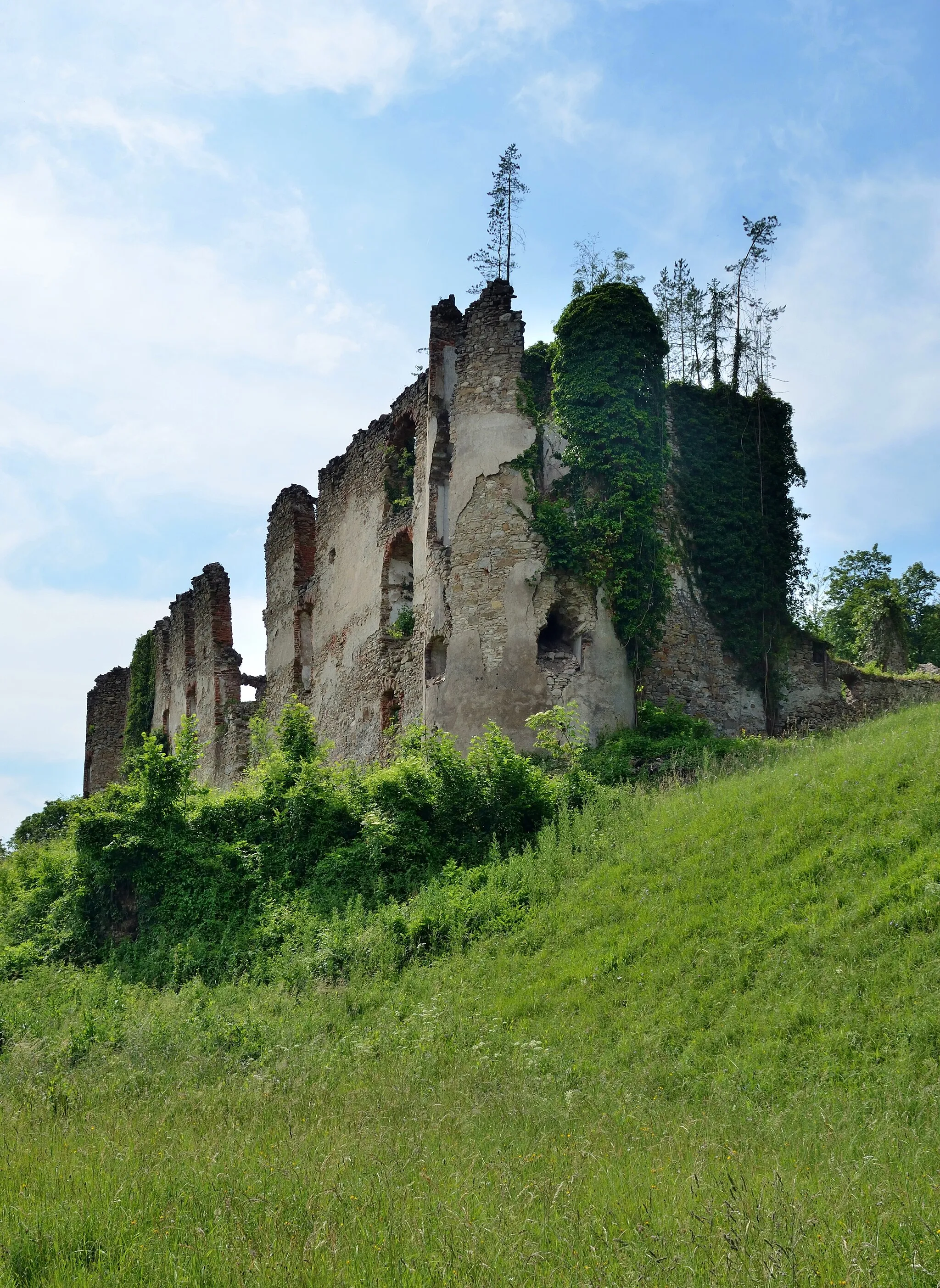 Photo showing: The ruins of Schloss Niederperwarth in municipality Randegg, Lower Austria, are protected as a cultural heritage monument.