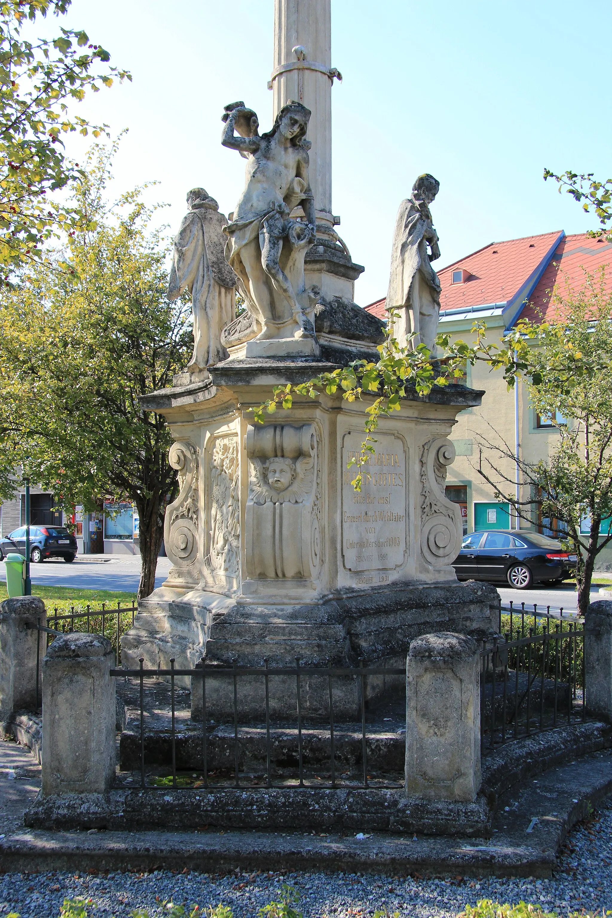 Photo showing: Mariensäule in Unterwaltersdorf