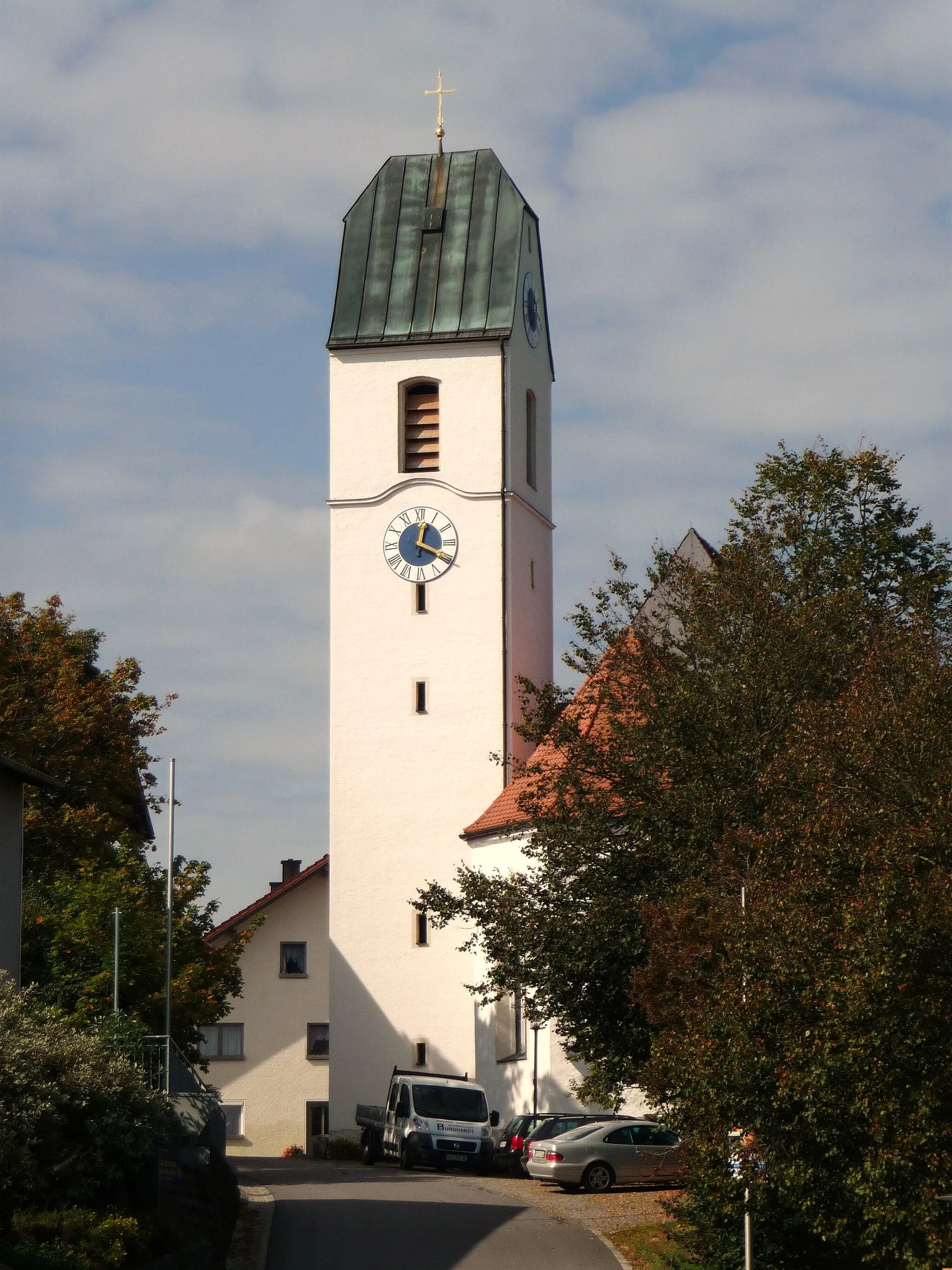 Photo showing: Turm der Pfarrkirche St. Johannes der Täufer in Kirchberg vorm Wald