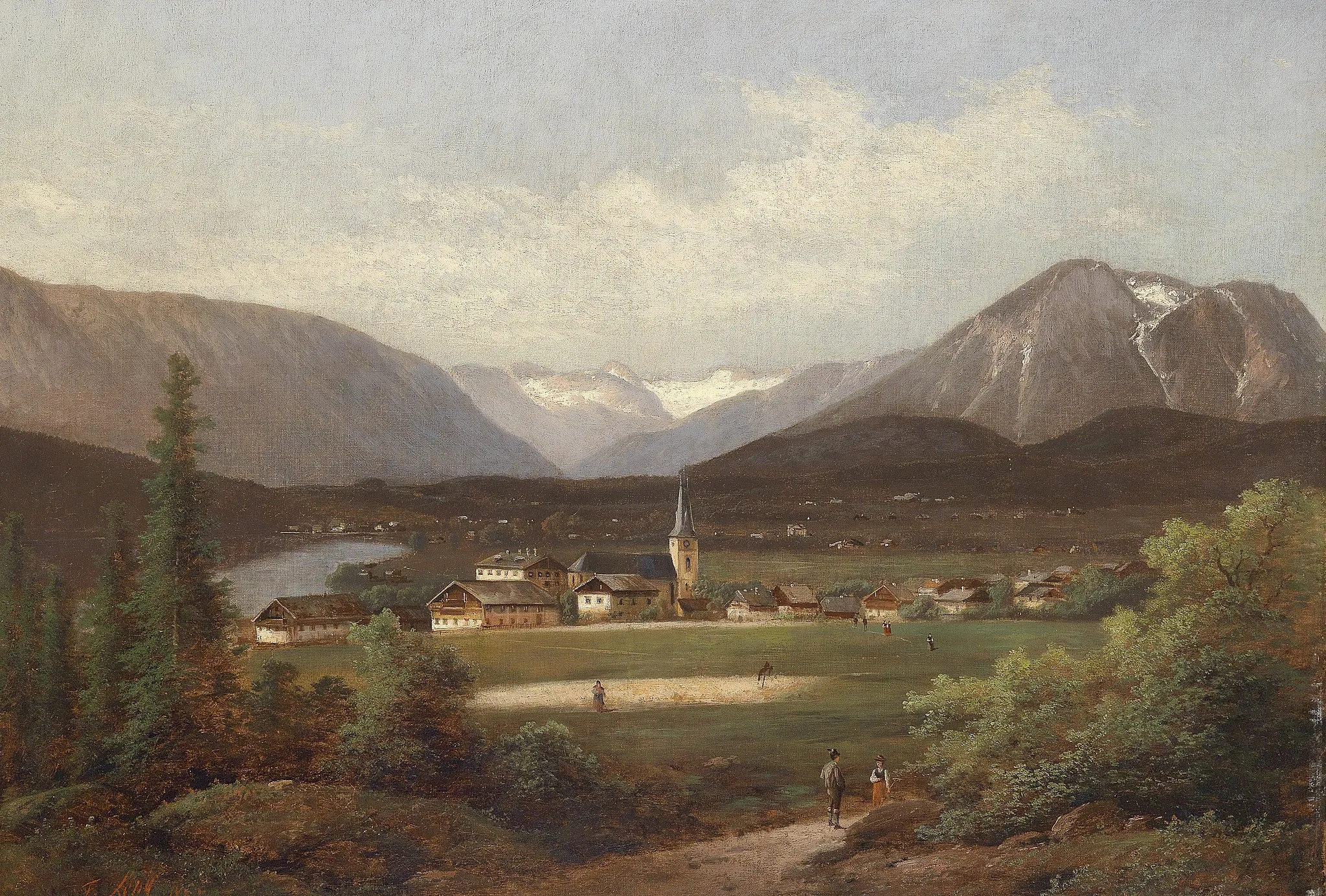 Photo showing: Blick über den Altausseersee, signiert, datiert F. Lepie 1883, Öl auf Leinwand, 74 x 100 cm