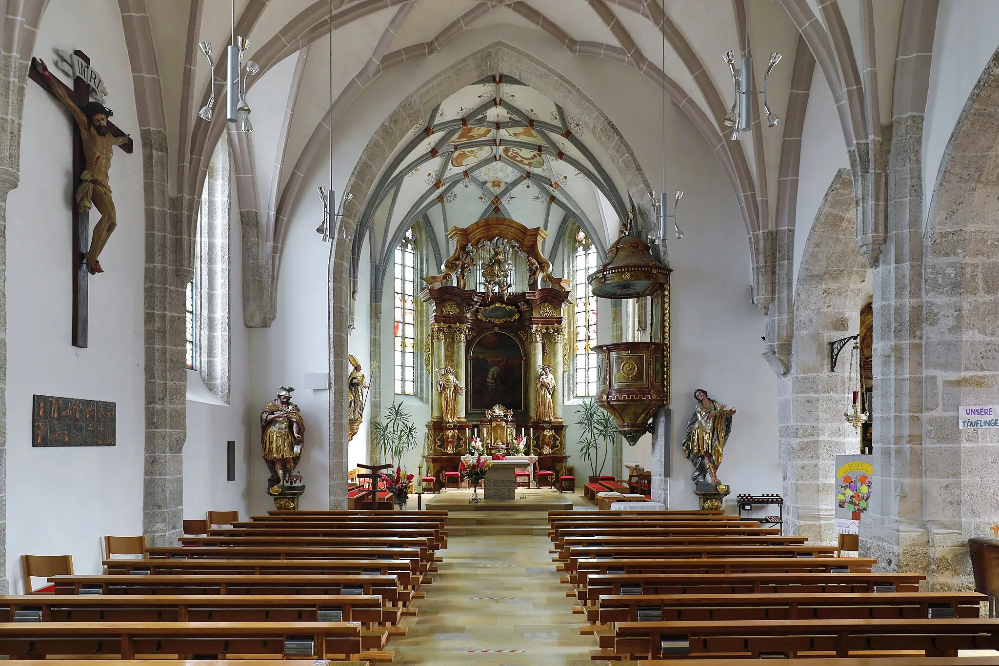 Photo showing: Interior view of the parish church of Steinerkirchen an der Traun in Upper Austria.