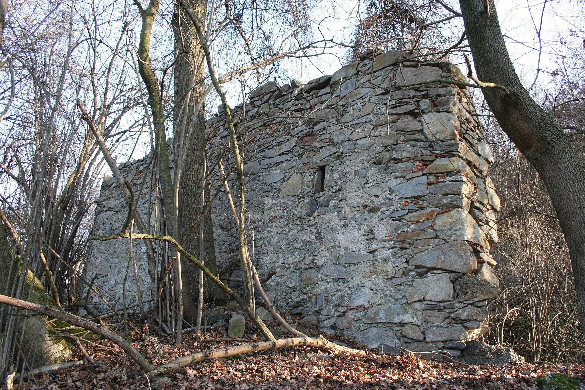 Photo showing: Burgruine Luftenberg, Ringmauer, Außenseite, nördlicher Bereich