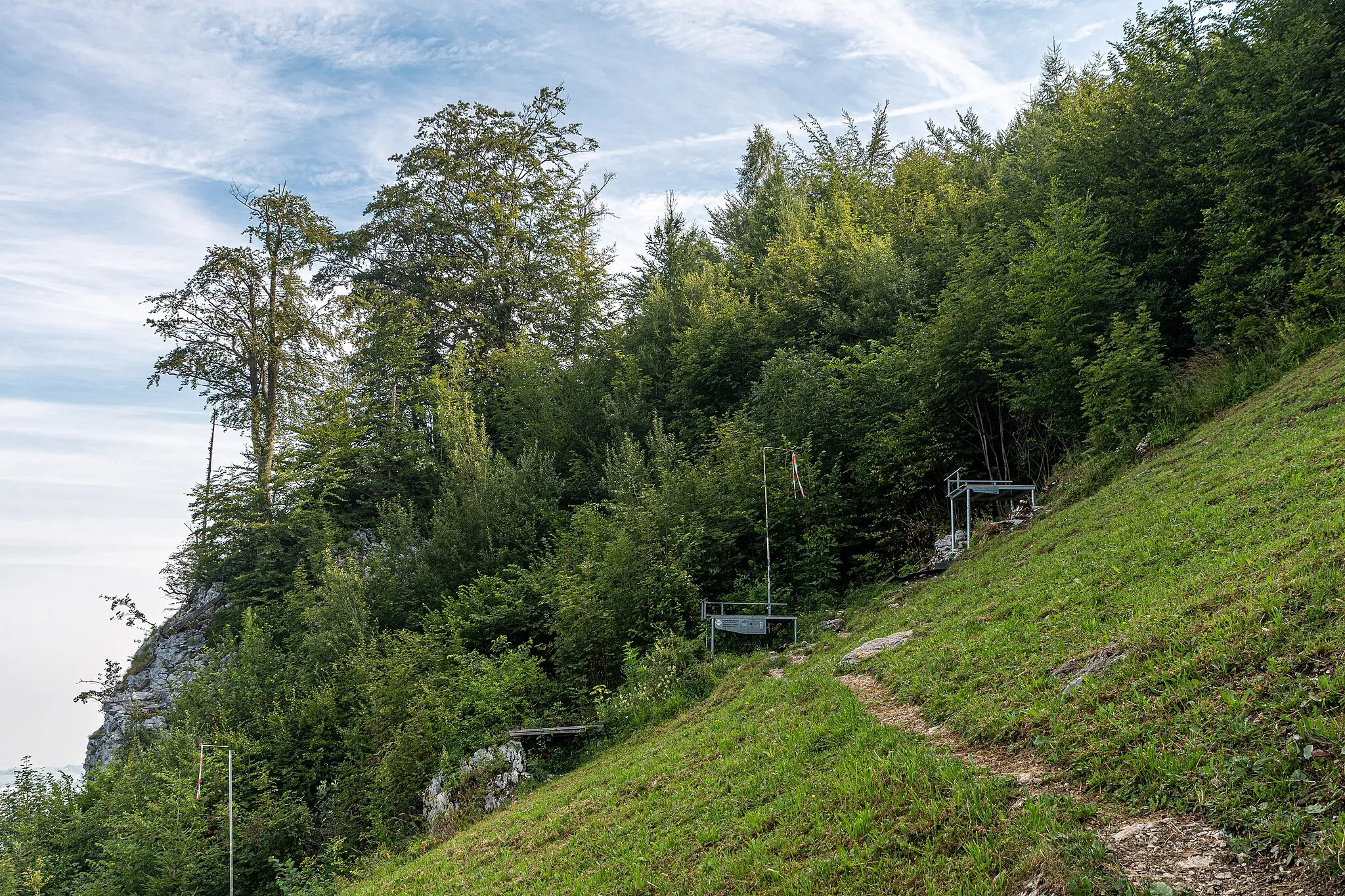 Photo showing: There is a starting point for paragliders on a steep meadow on the Hirschwaldstein.