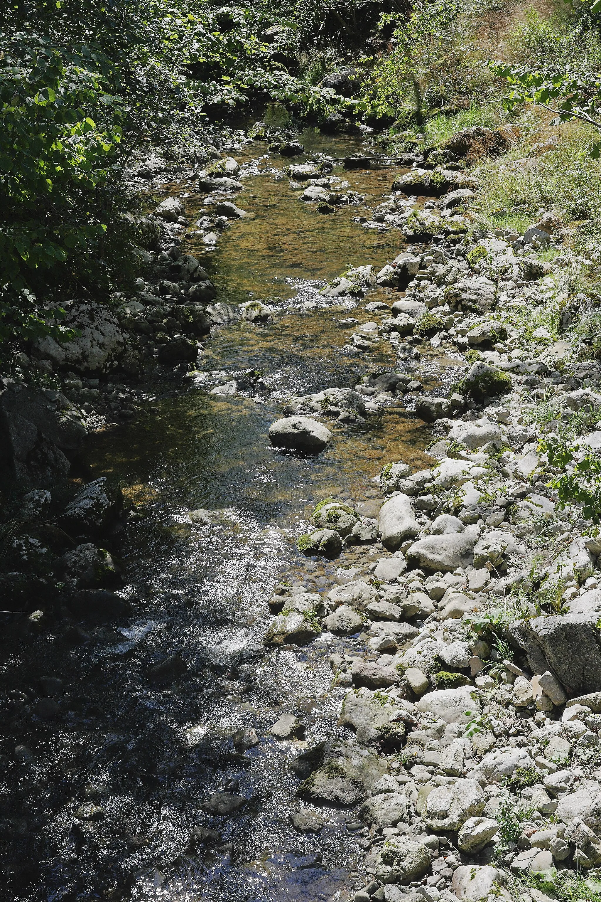 Photo showing: Der Schmiedleitnerbach (Rinnerbach) nach der Wehranlage beim Freilichtmuseum Schmiedleithen.