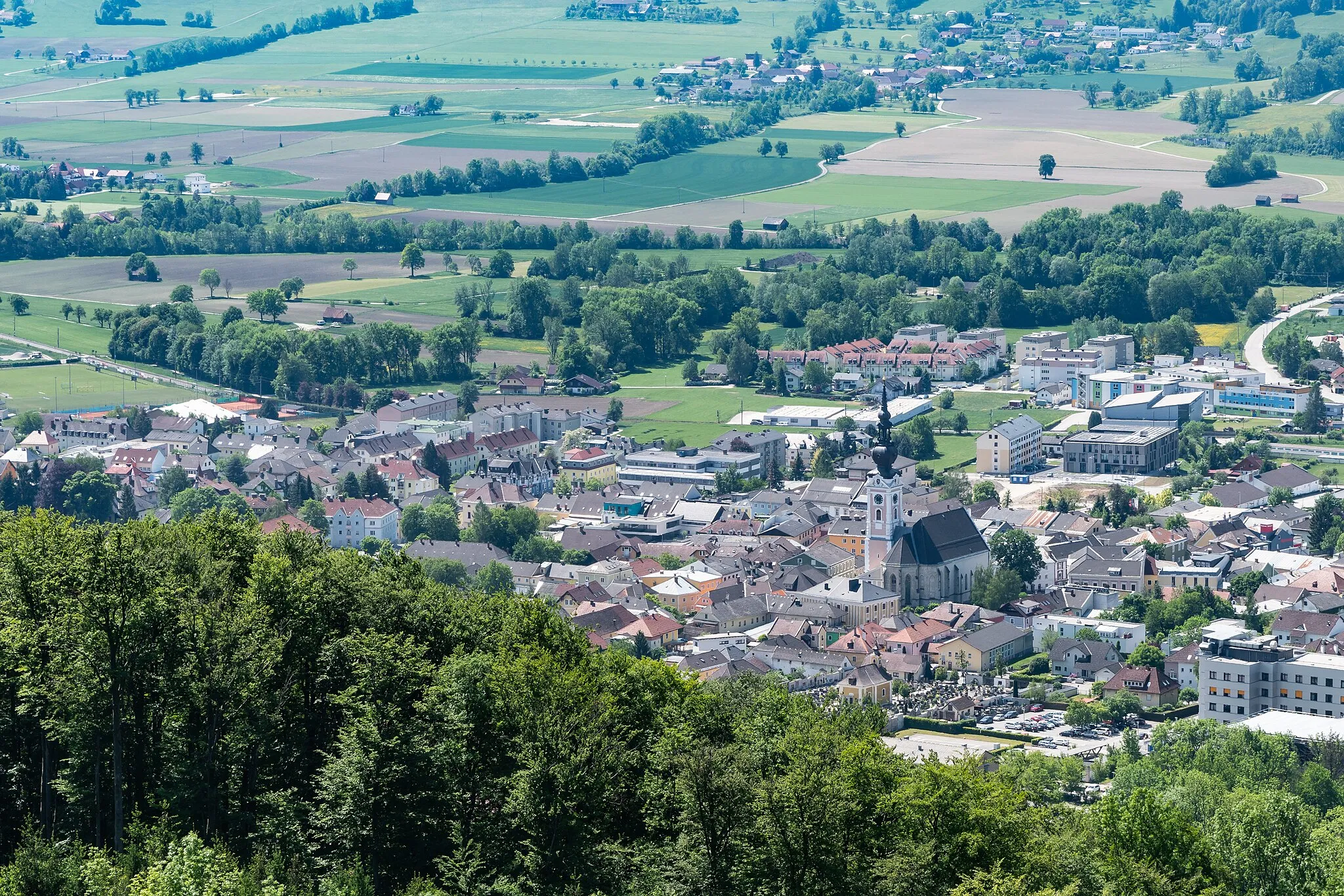 Photo showing: View from Oberndorf (Oberschlierbach) to Kirchdorf an der Krems