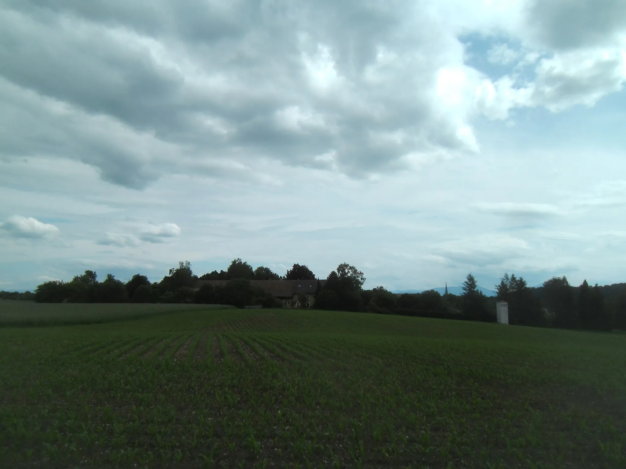 Photo showing: Weisham, Weiler im Ortsteil Sankt Georgen von Traunreut, Oberbayern, Nordansicht des Weilers (aus Richtung Anning gesehen)