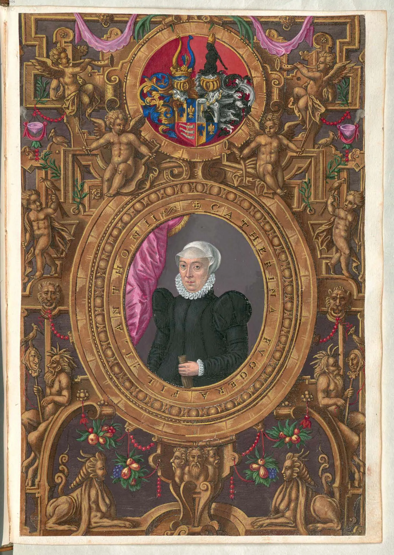 Photo showing: Fuggerorum et Fuggerarum imagines wurde 1588 von Philipp Eduard Fugger beim Kupferstecher Dominicus Custos in Auftrag gegeben. Das Werk enthält mit Aquarell- und Gouache-Farbe kolorierte Stiche der Mitglieder der Fugger von der Lilie. Der Druck von 1618 stellt das einzige kolorierte Exemplar dar.