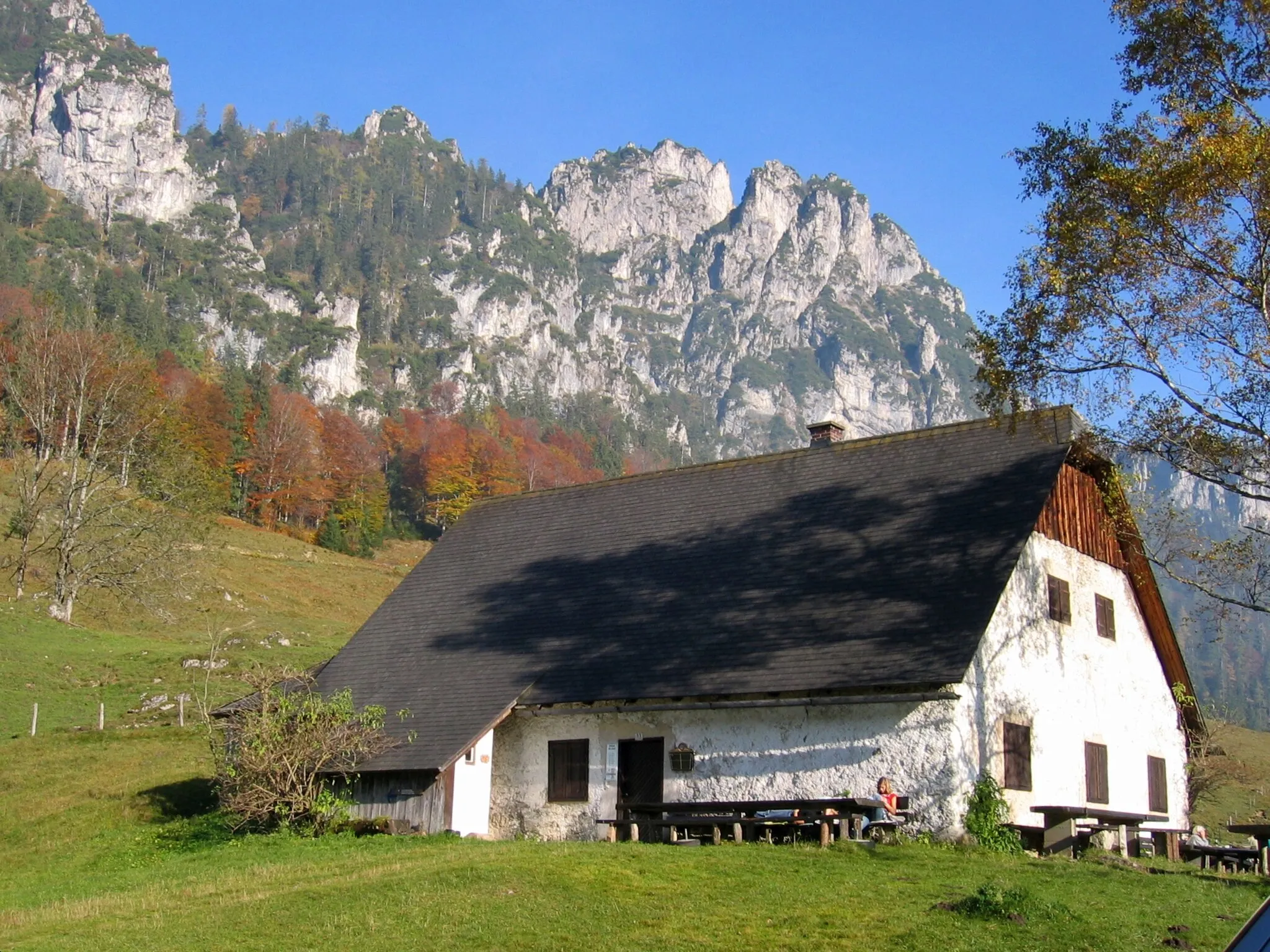 Photo showing: Puglalm am Hengstpass, Im Hintergrund die Kampermauer, Rosenau am Hengstpaß, Österreich