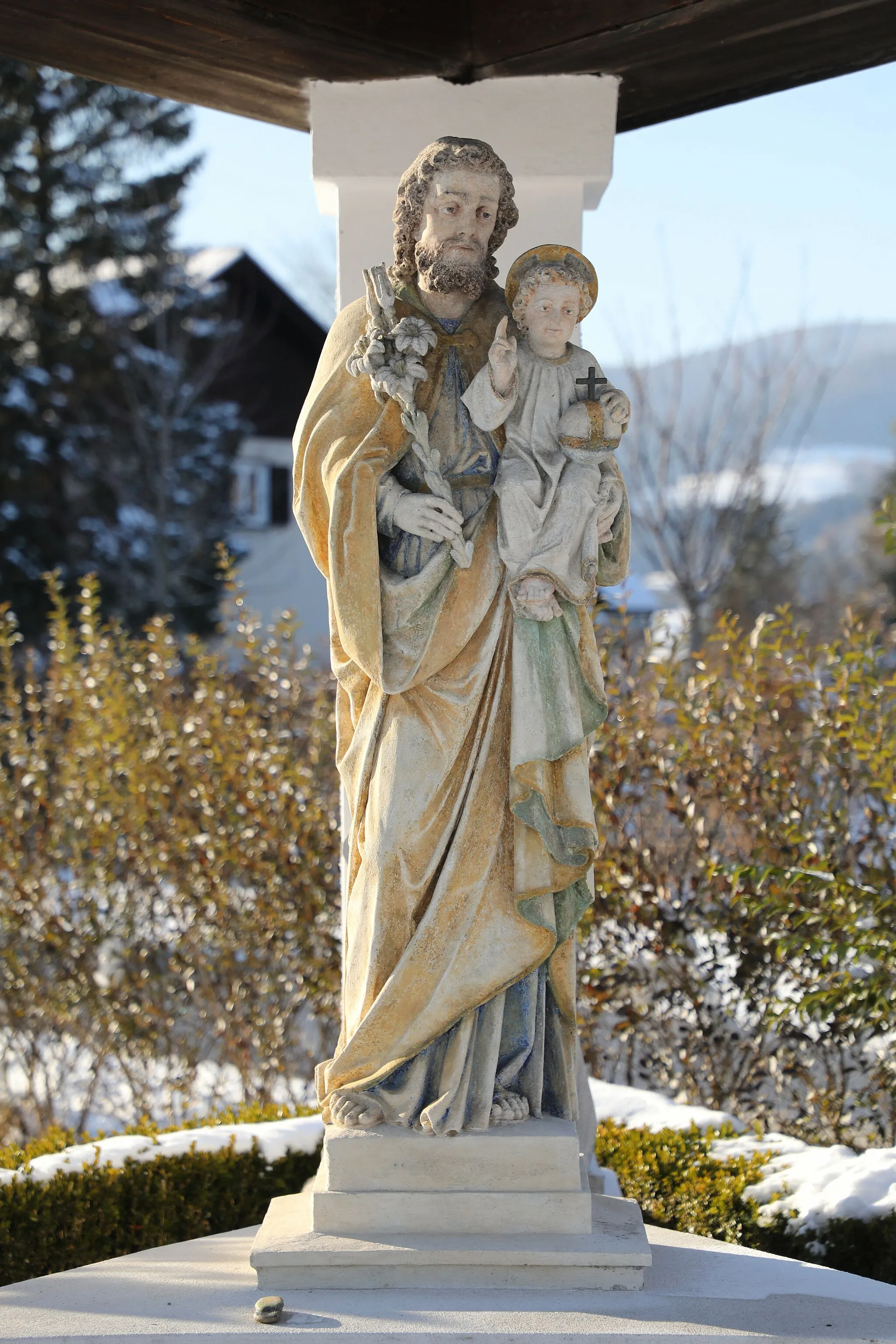 Photo showing: Figurenbildstock des heiligen Joseph in Kainberg, Gemeinde Kumberg, Steiermark.