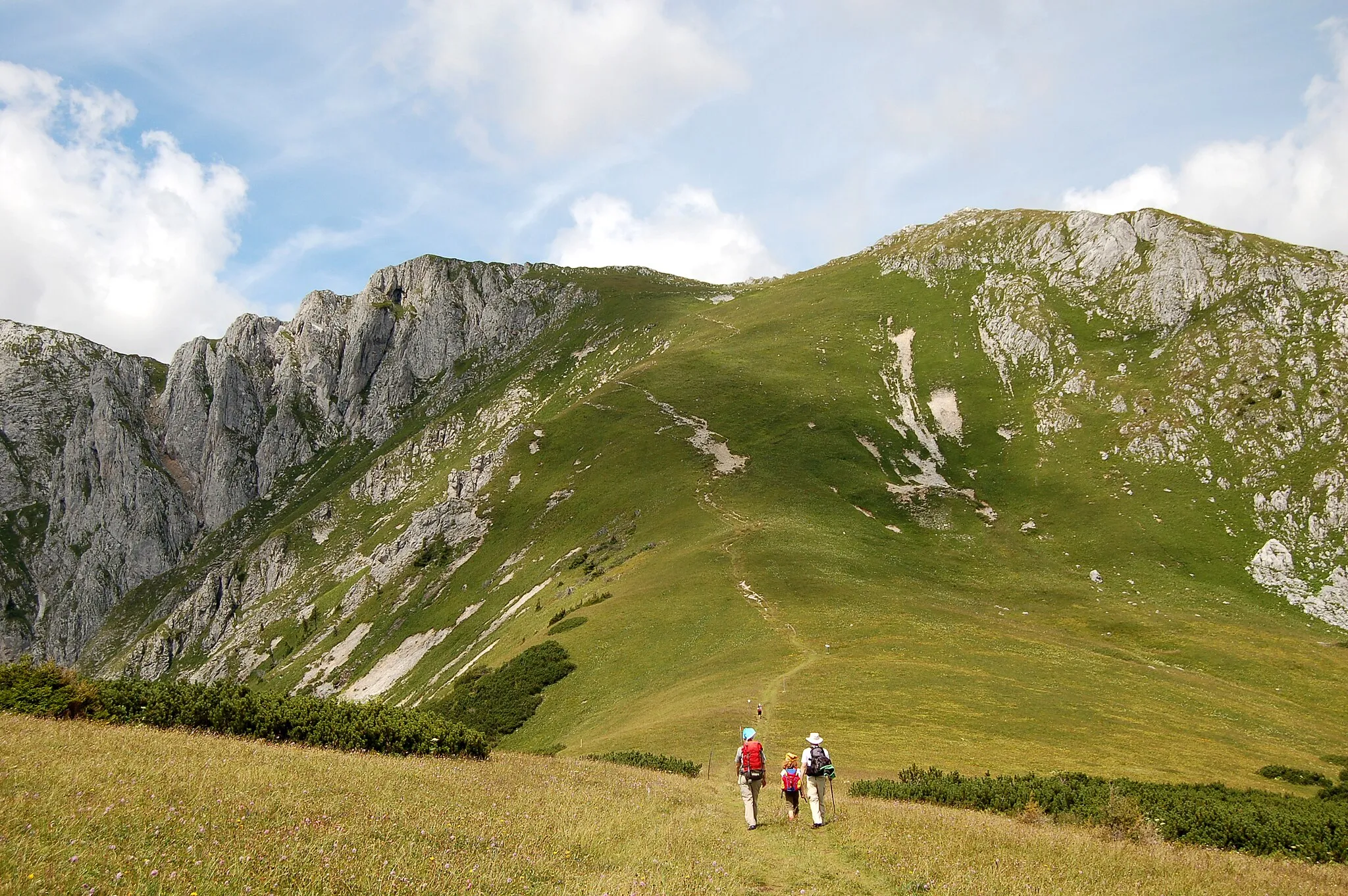 Photo showing: Zlackensattel 1743m against Mitteralpe, viewing direction NW, Hochschwab mountain range, Styria, Austria