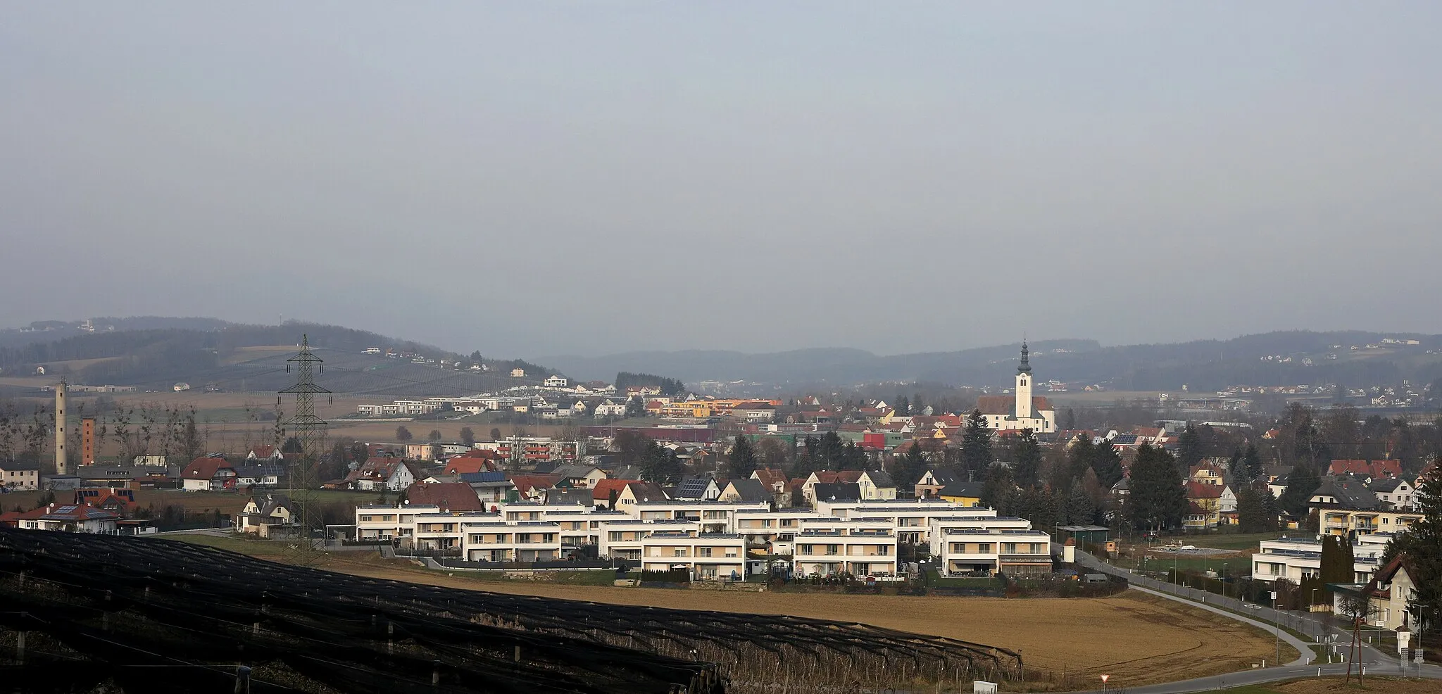 Photo showing: Die Ortschaft Sankt Ruprecht an der Raab von SSW gesehen. Steiermark, Österreich