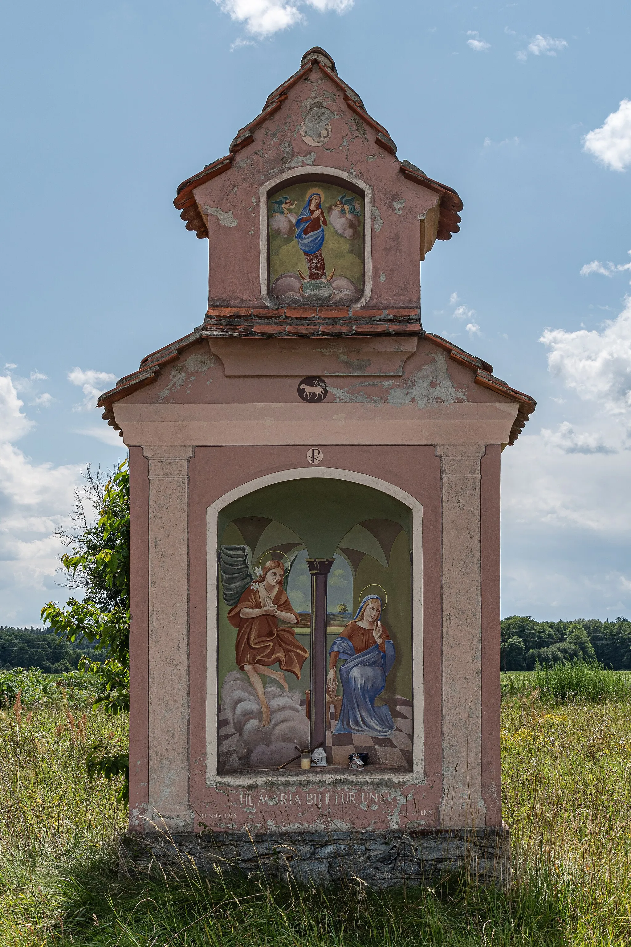 Photo showing: Waysideshrine close to the chapel in the village Zettling, municipality Premstätten, Styria