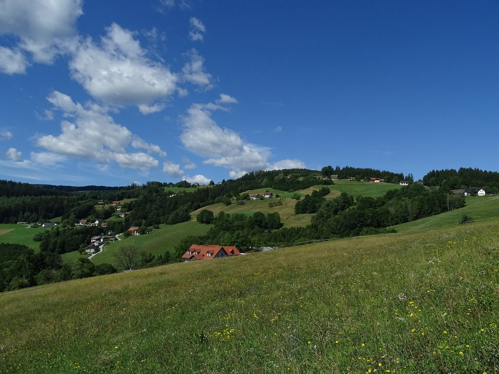 Photo showing: Blick von Osten auf die Streusiedlung Niederberg bei Maria Lankowitz