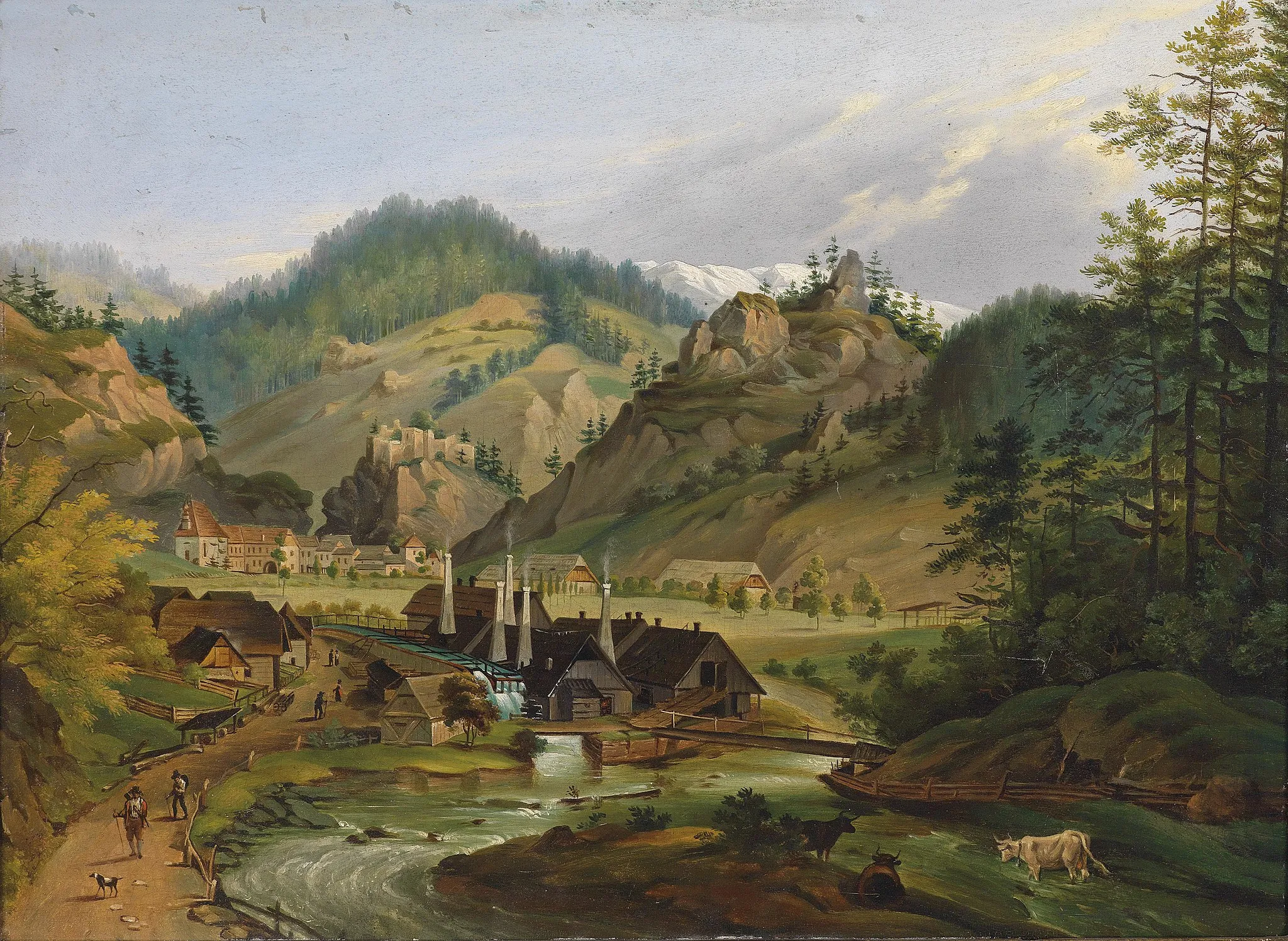 Photo showing: Blick auf Thörl, Steiermark, Öl auf Holz, 28 x 38 cm
