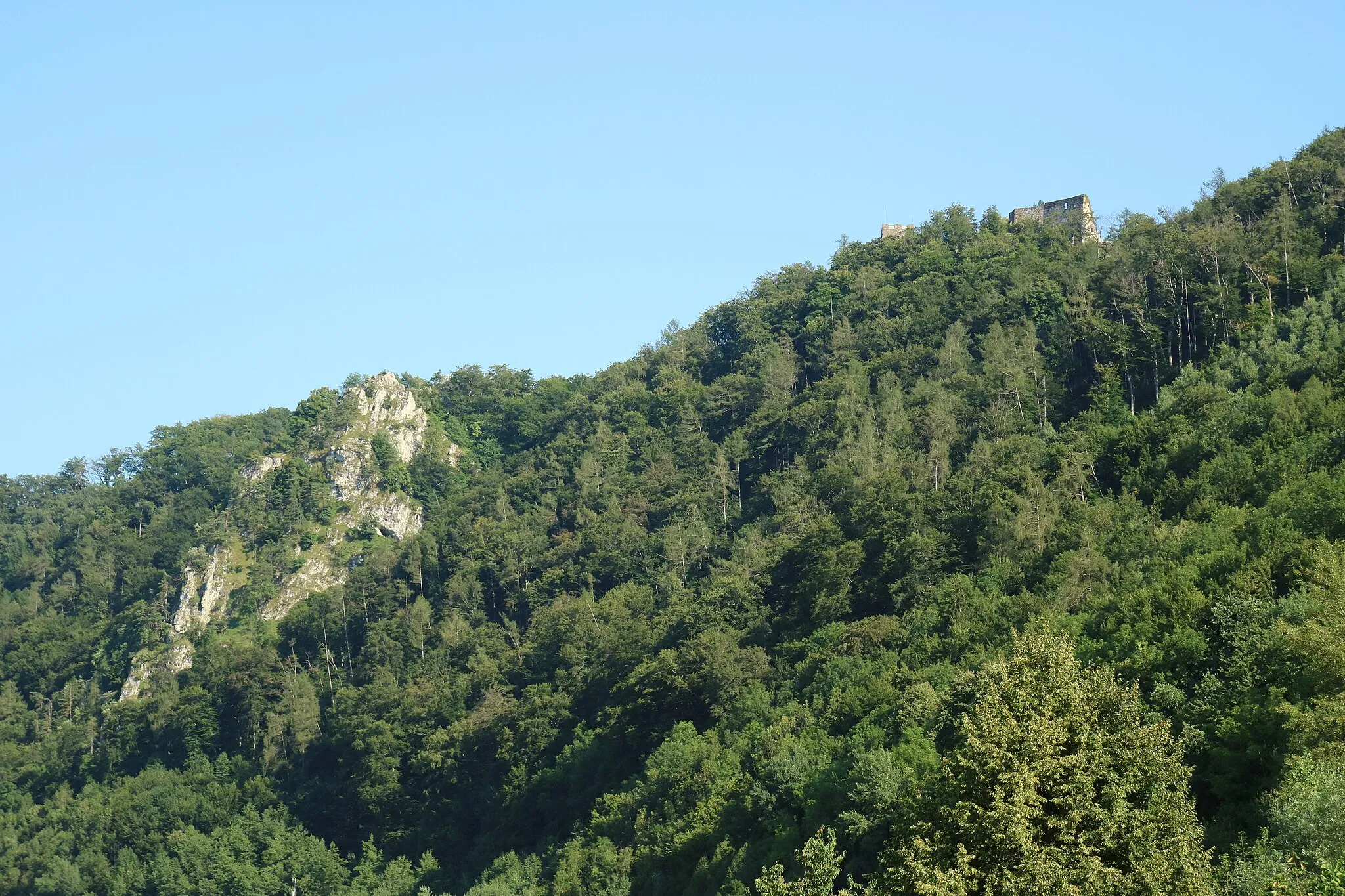 Photo showing: Jungfernsprung und Ruine Gösting von Raach, Graz