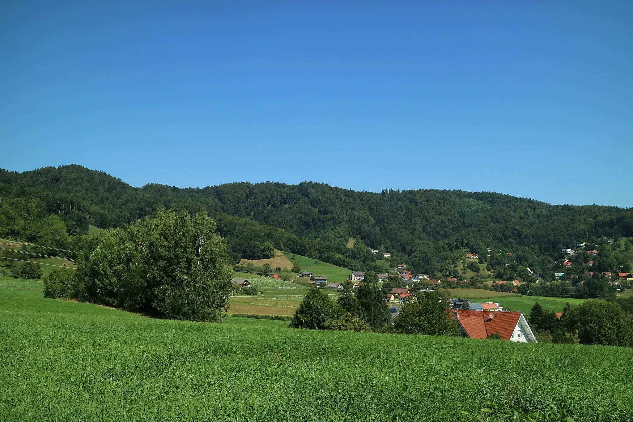 Photo showing: Reinerspitze (Bildmitte) und Steinkogel von Süden, Gemeinde Thal bei Graz (Steiermark)