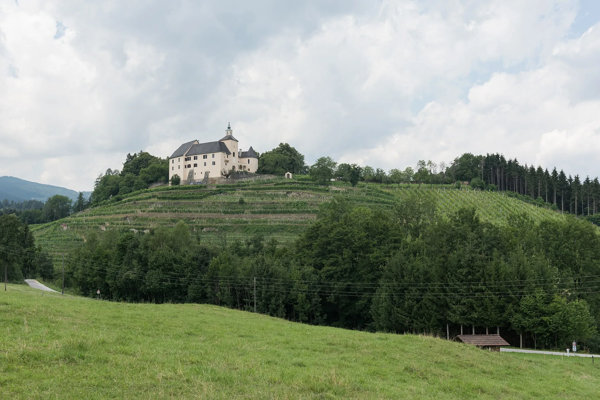 Photo showing: Castle Thuern with vineyard at Thuern, municipality Wolfsberg, district Wolfsberg, Carinthia, Austria, EU