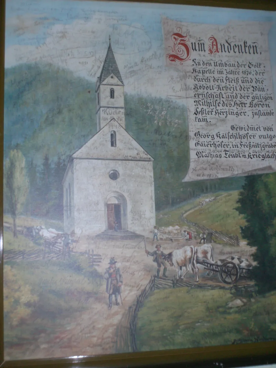 Photo showing: Die Gölkkapelle in Krieglach/Österreich um 1870, Votivbild.