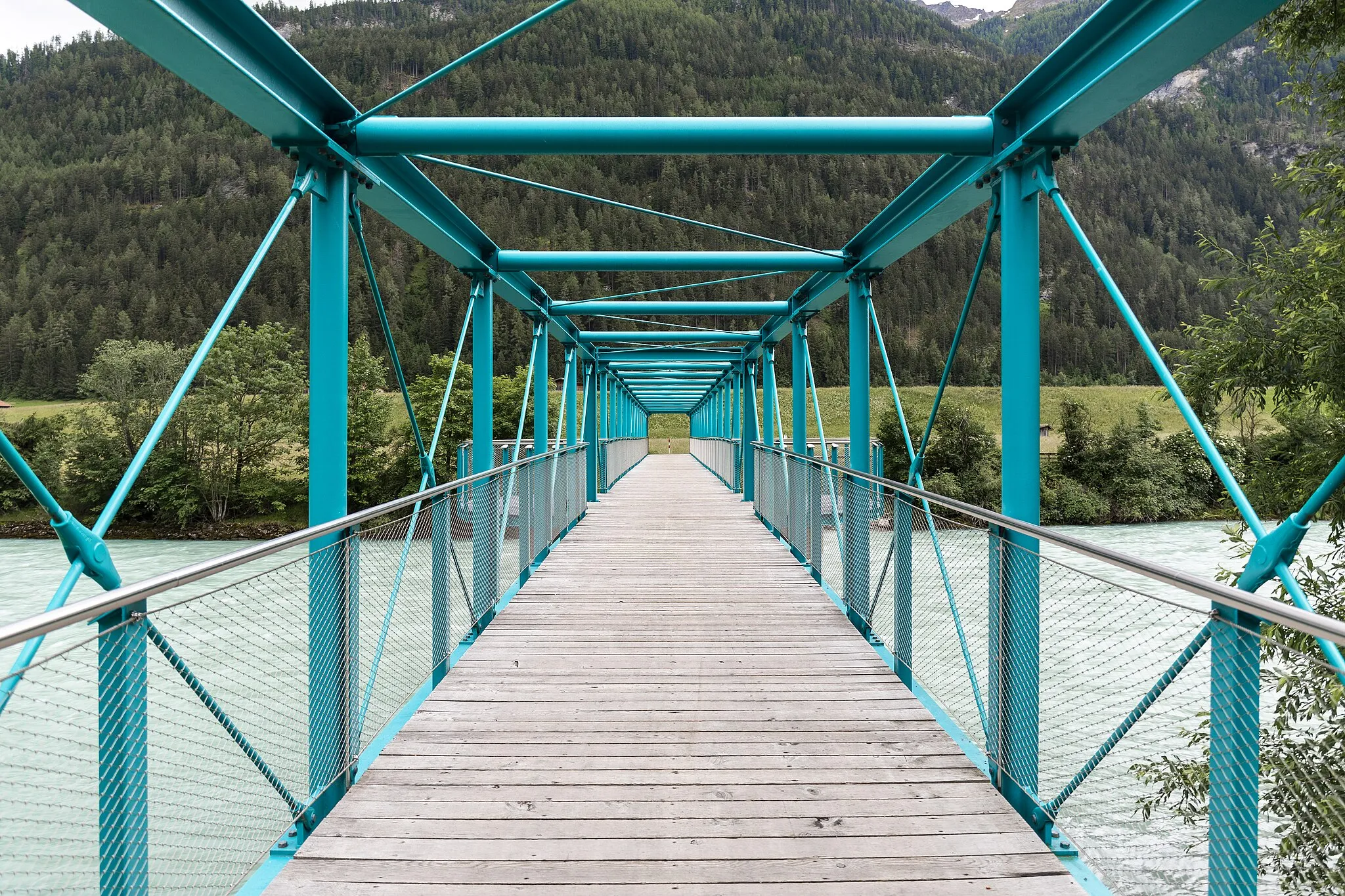 Photo showing: Fußgängerbrücke über den Inn, in Pfunds OT Stuben, Österreich