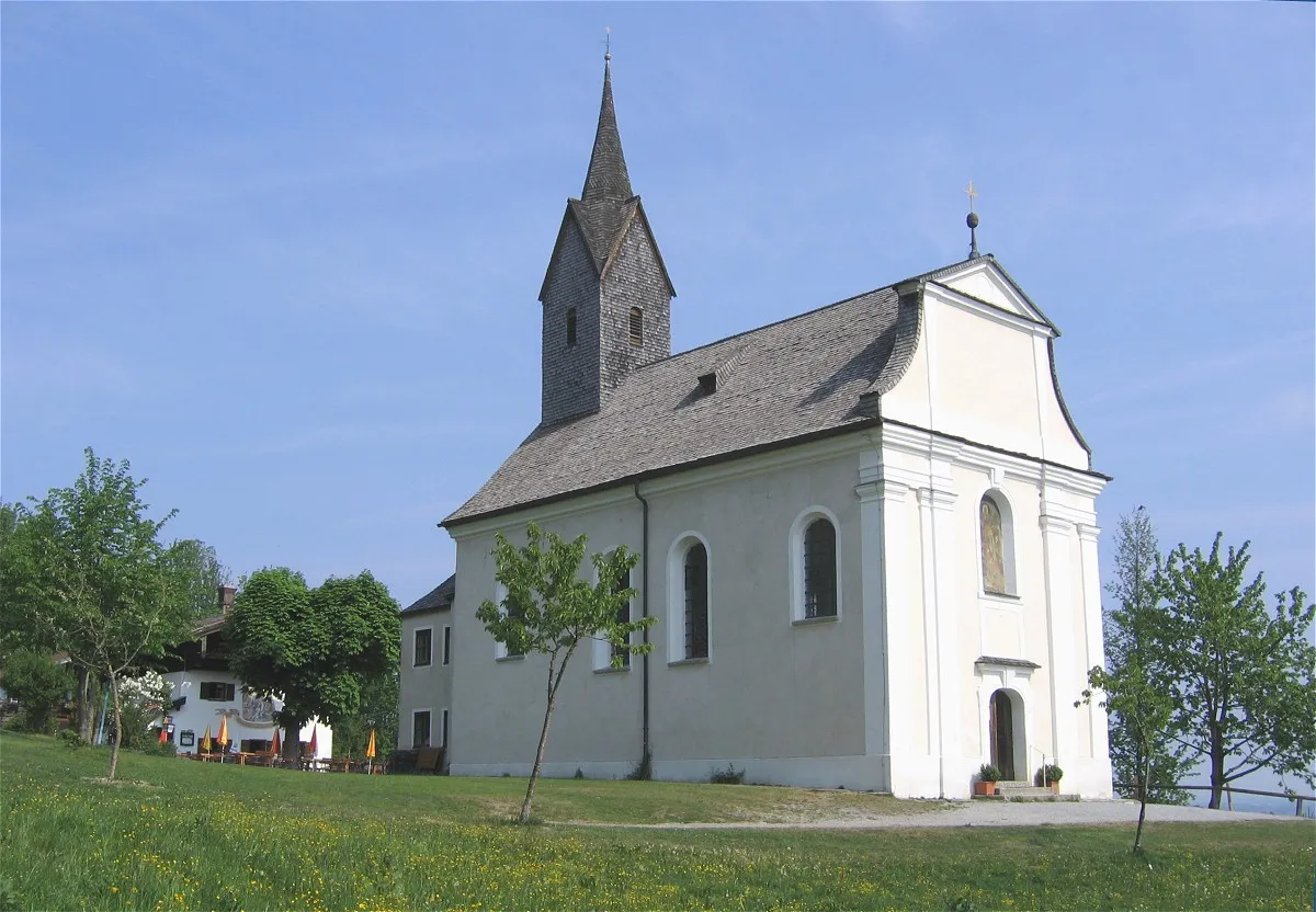 Photo showing: Schwarzlack, view of the Sanctuary of Saint John of Nepomuk and Saint Mary of Help from south-east.