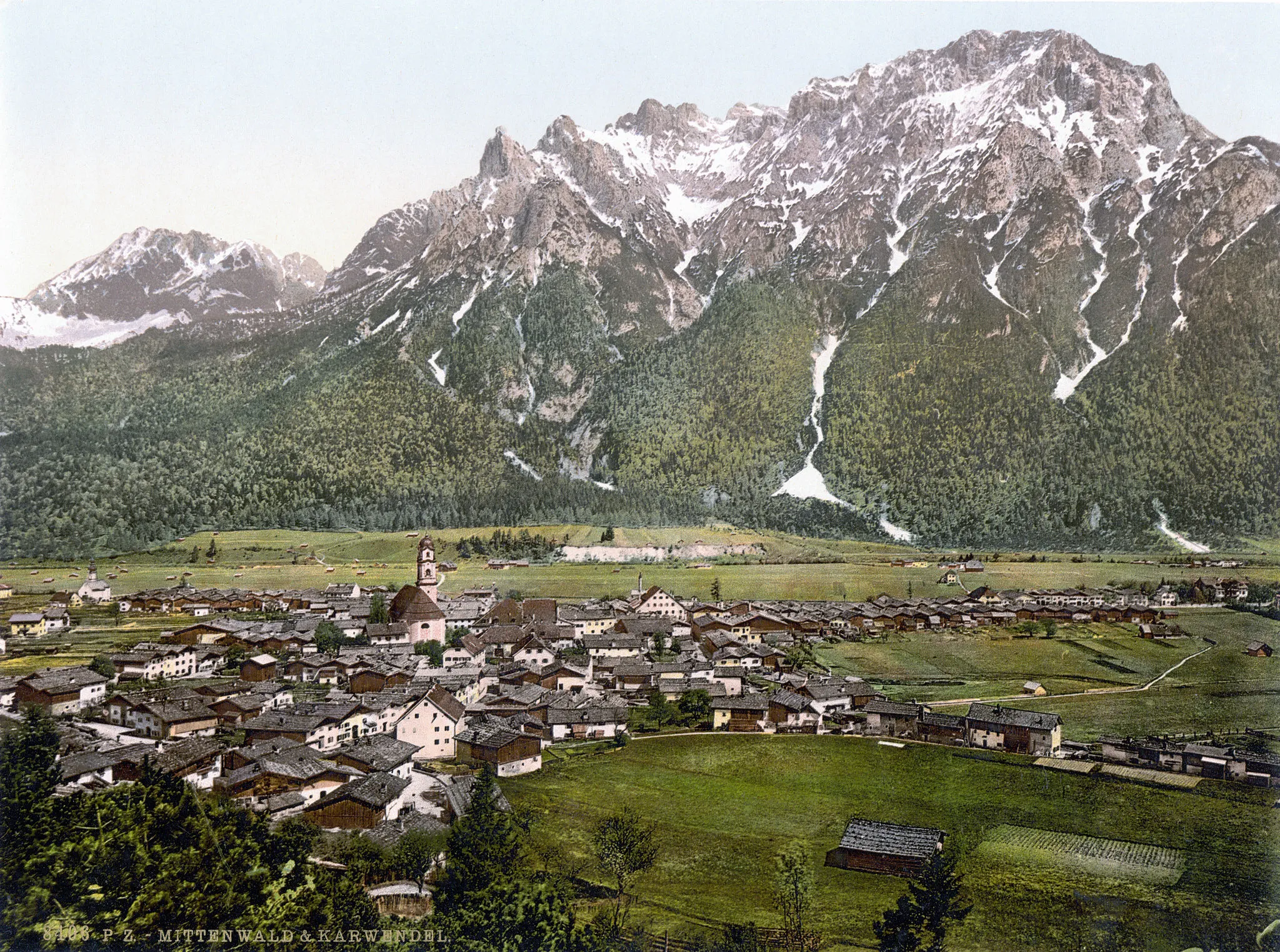 Photo showing: Mittenwald and Karwendel around 1900