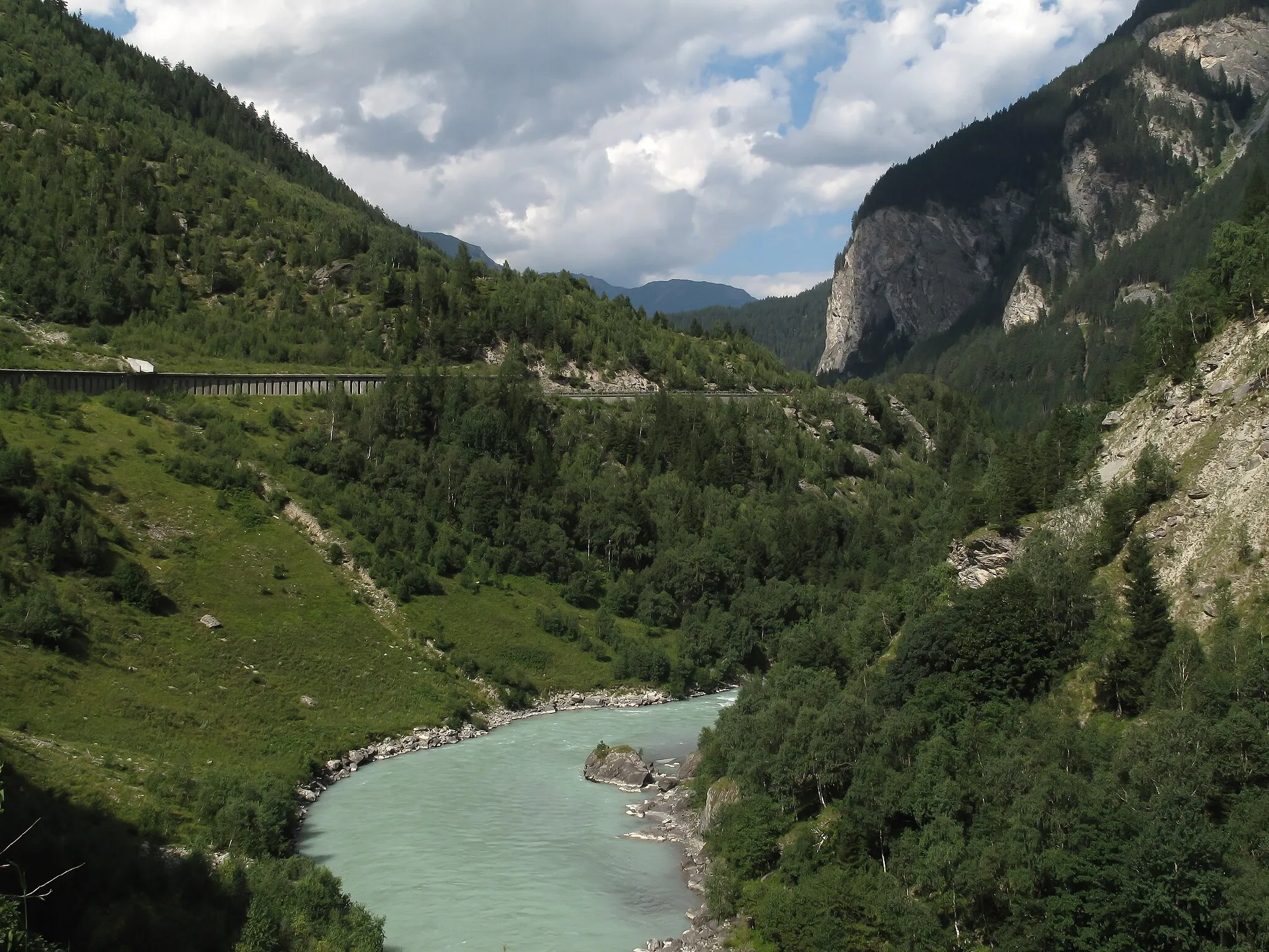 Photo showing: between Martina and Pfunds, border river Switserland-Austria