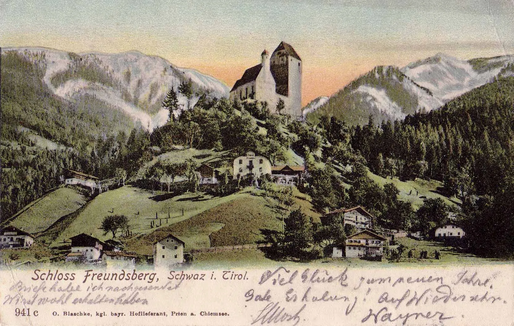 Photo showing: Lithography, about 1900. Note: Postcards were introduced to Austro-Hungarian monarchy by october 1, 1869, but first edited by postal authority only. By 1872, private editors were allowed to produce and sell postcards and started producing picture postcards from there on. Until 1905, only the frontside of the card was allowed to contain some personal message – the backside was reserved for the address. Therefore, blank space for the message is foreseen on the frontside of those early period's items.