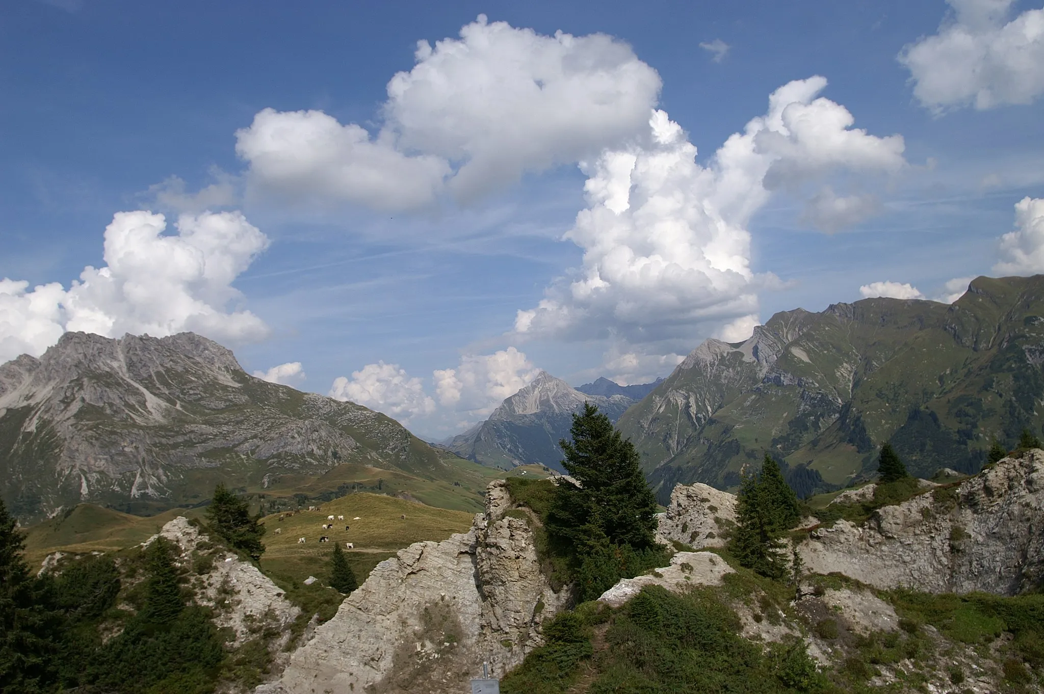 Photo showing: Naturschutzgebiet, Gipslöcher am Oberlech im Lechquellengebirge in Vorarlberg, eingerichtet 1988, 21 ha / im Hintergrund mittig der Biberkopf 2599m