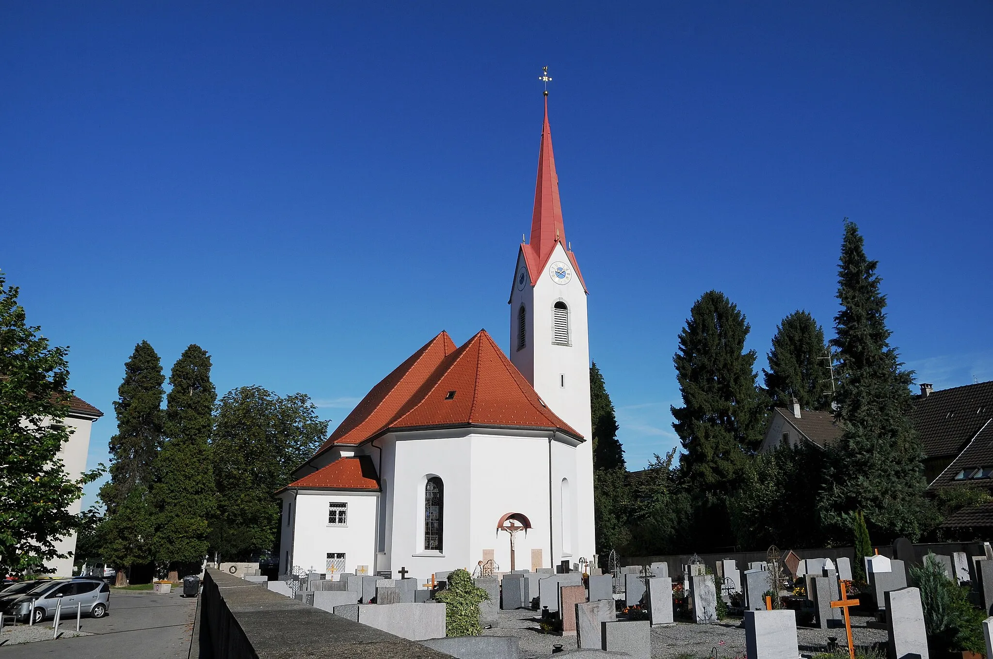 Photo showing: Kath. Pfarrkirche Zu Unserer Lieben Frau Mariä Heimsuchung
im Stadtbezirk Haselstauden von Dornbirn.