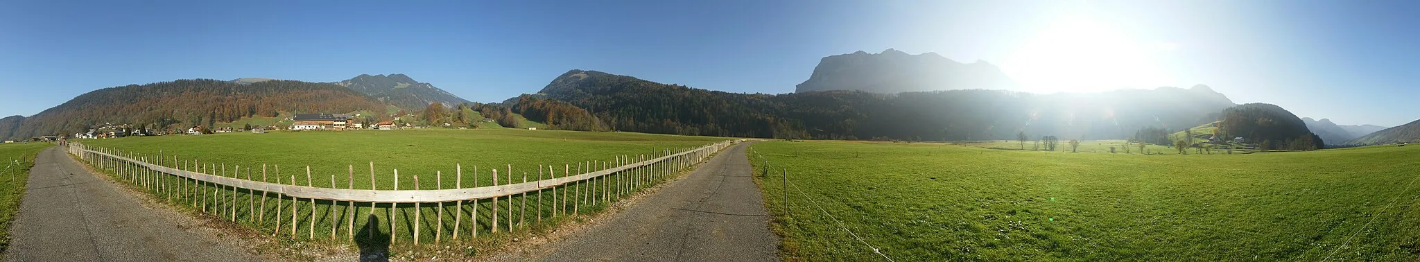 Photo showing: 360° Panorama vom Obermoos in Bizau,Vorarlberg.