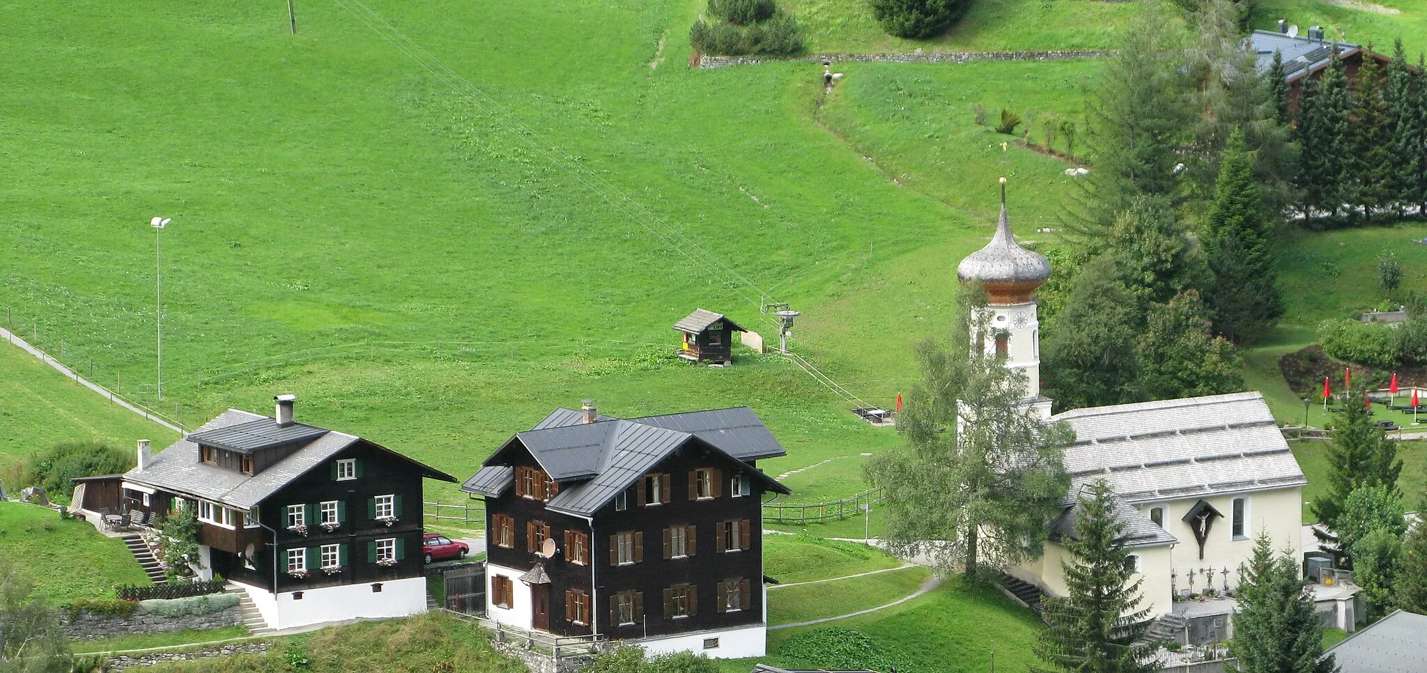 Photo showing: The Kuratiekirche St. Maria Magdalena of Gargellen in Montafon (Vorarlberg, Austria).