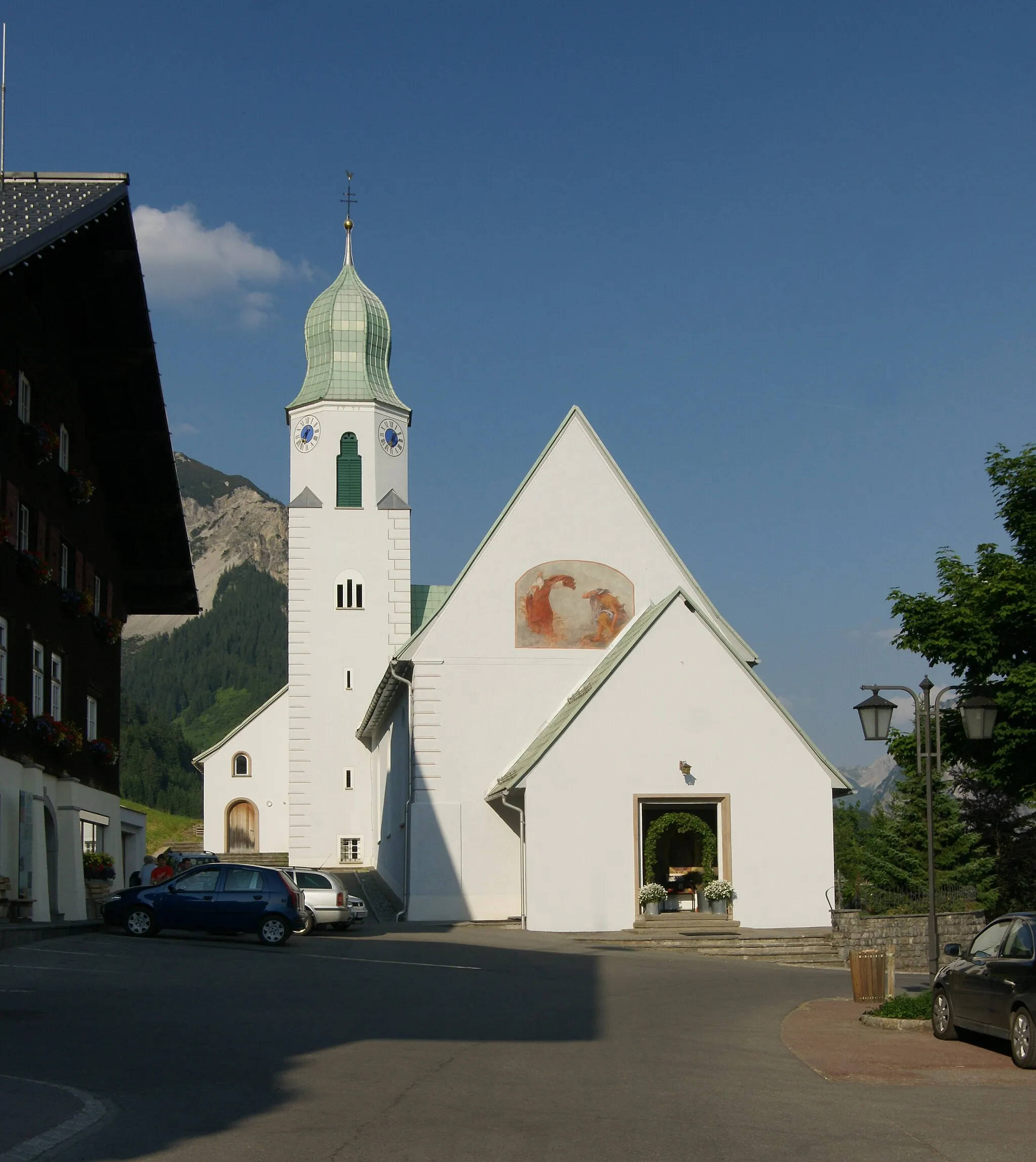 Photo showing: Pfarrkirche "hl. Sebastian" in Fontanella im grossen Walsertal, Vorarlberg.