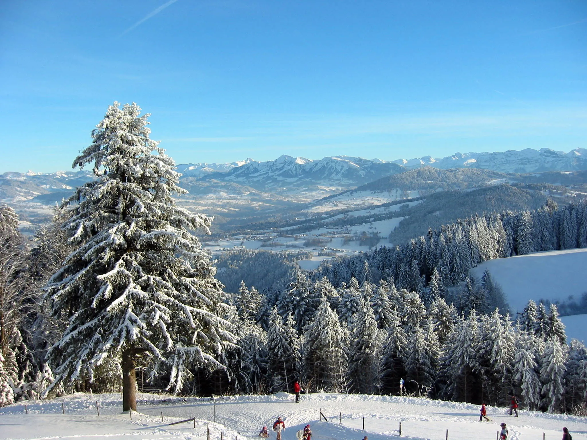 Photo showing: Description: Blick vom Pfänder Richtung Bregenzerwald; Source: own work; Date: 30.12.2004; Author: Florian Glöcklhofer