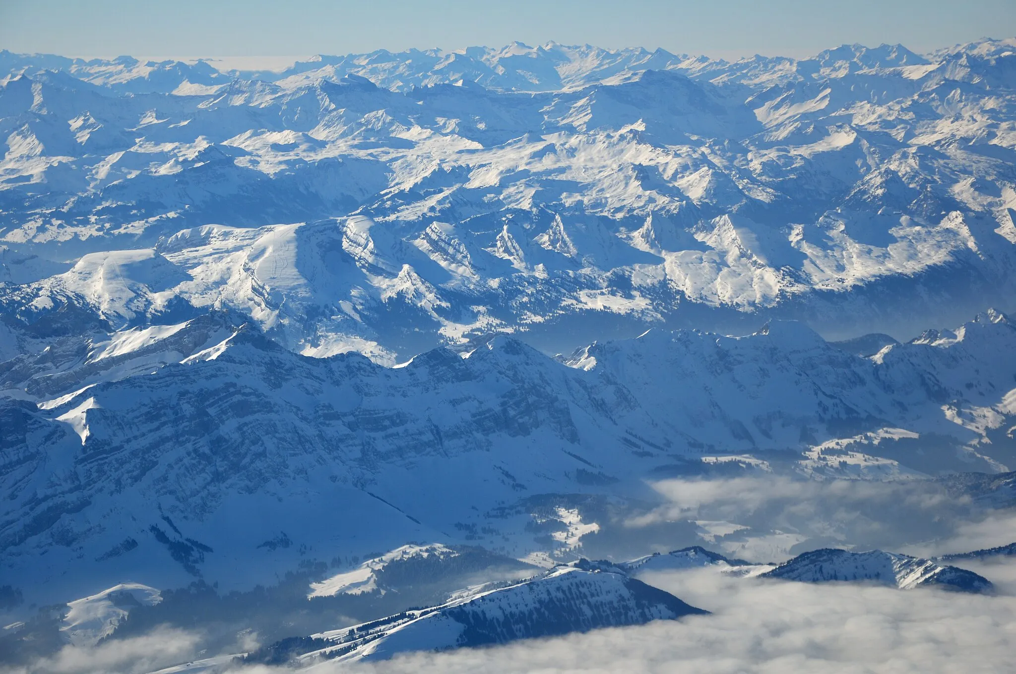 Photo showing: Switzerland, Appenzell Ausserrhoden, Alpstein from overhead Teufen