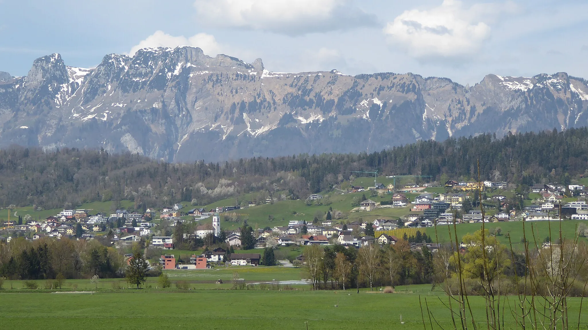 Photo showing: Blick auf Mauren, Liechtenstein Im Hintergrund Alpstein