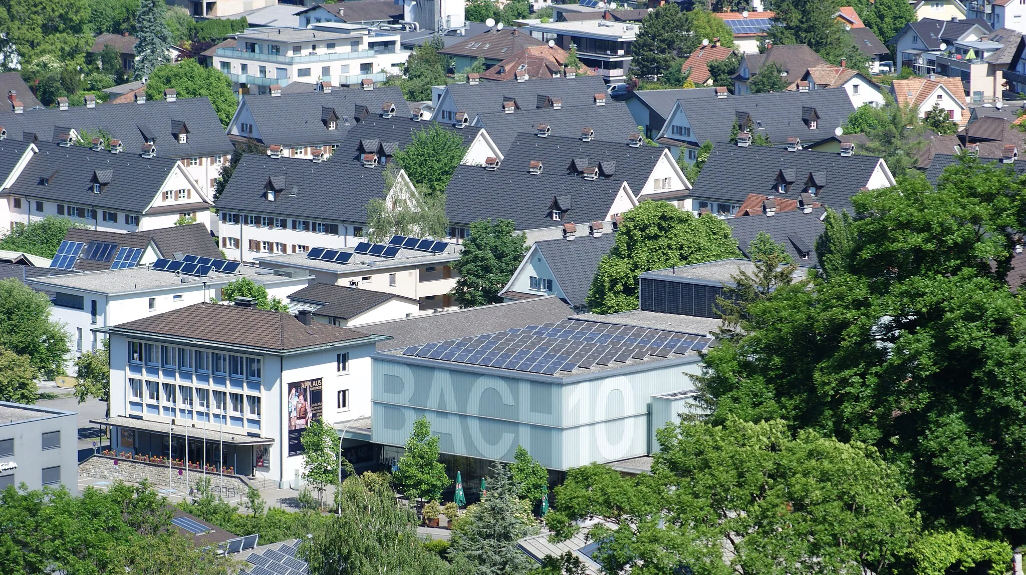 Photo showing: Part of the building complex "Kulturbühne AMBACH" (meaning: Culture Stage near the rivulet) in Götzis, Vorarlberg, Austria.