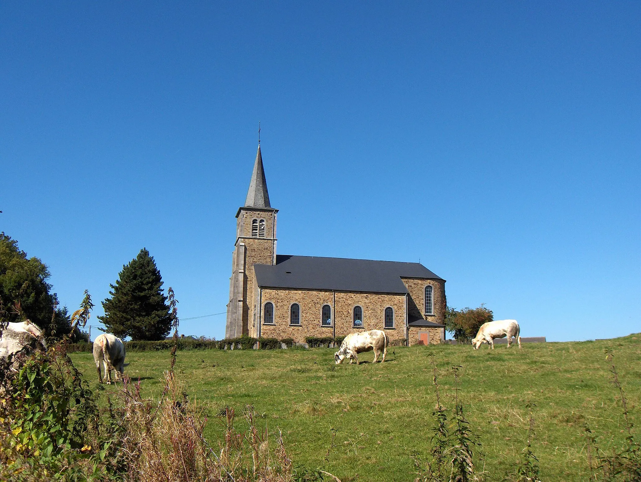 Photo showing: Bossière, Ortsteil der Gemeinde Mettet (Belgien, Prov. Namur), Karlskirche (église Saint-Charles).