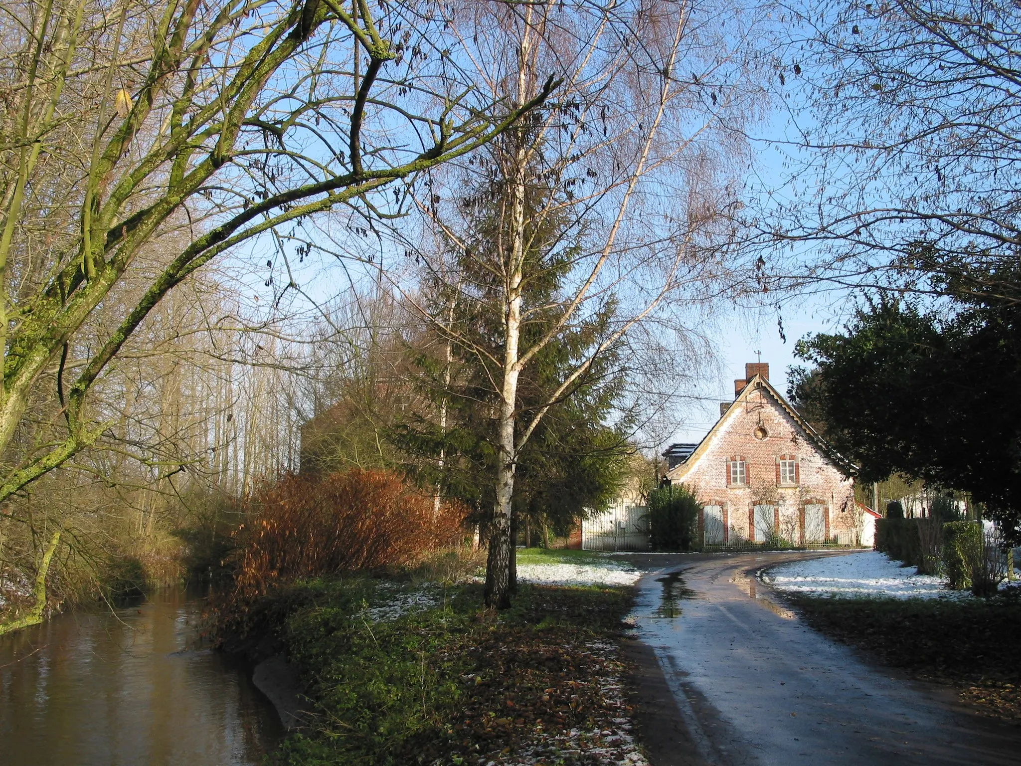 Photo showing: Havré (Belgium), the Haine and the old watermill (XIXth century).