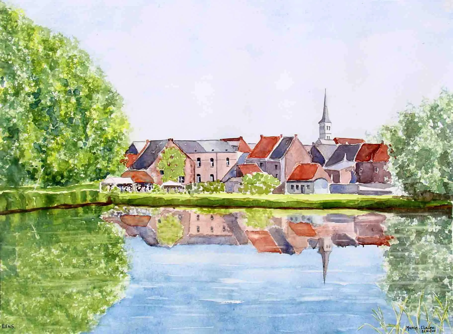 Photo showing: Lens, Belgium: the watermill pond.