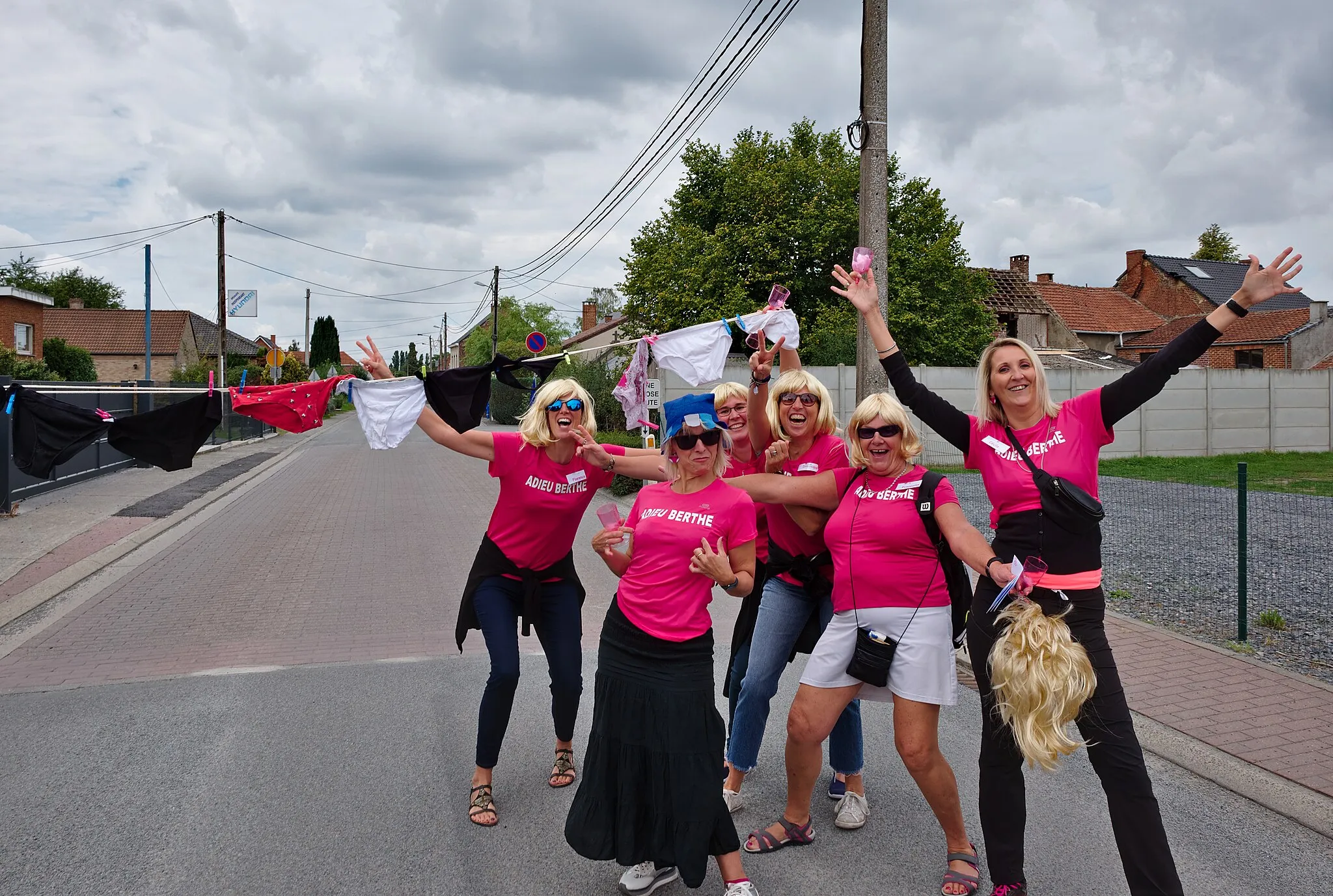 Photo showing: Cheerful roadblock on Chemin du Prince in Erbisœul, Belgium