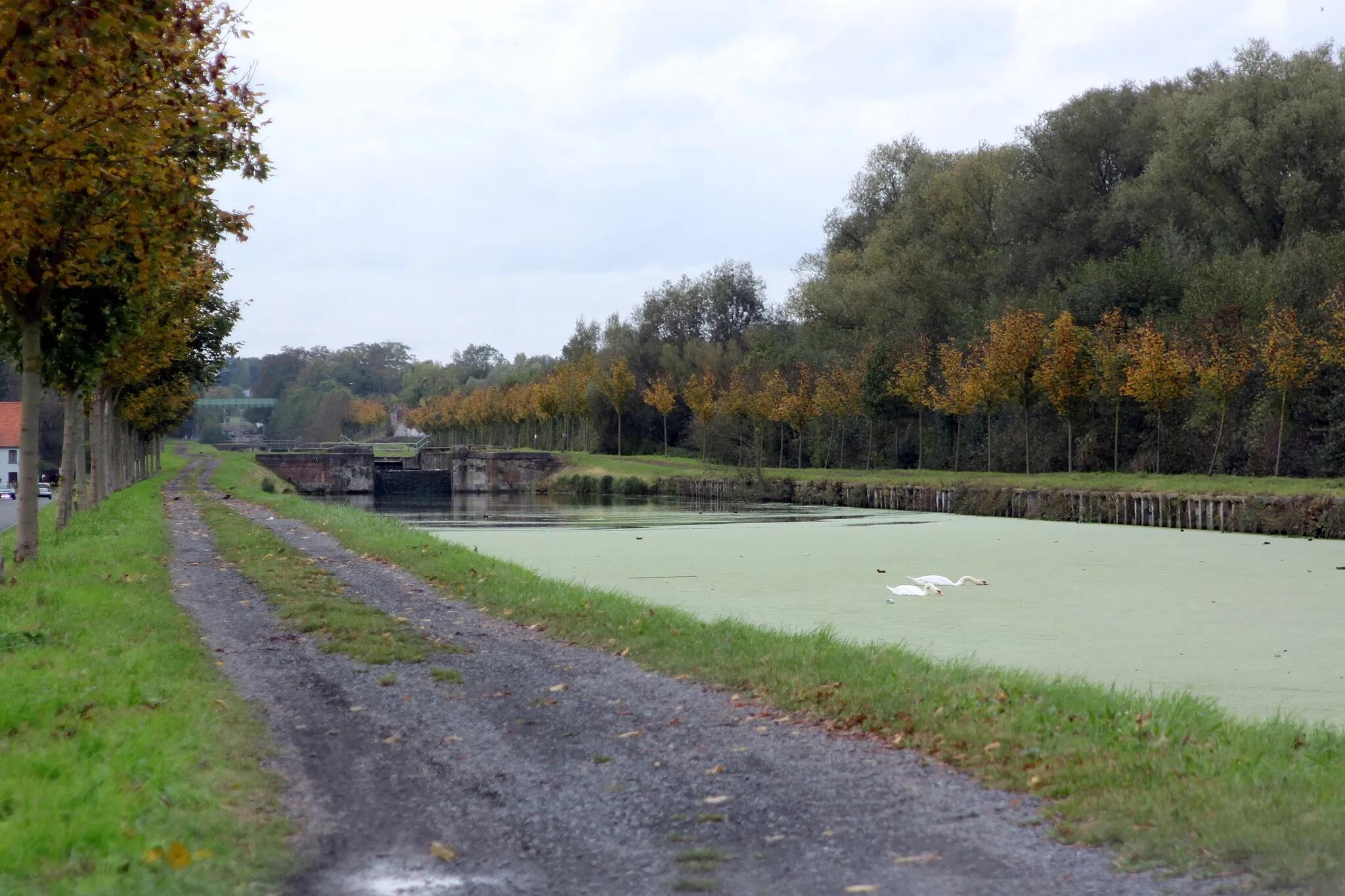 Photo showing: Canal Pommerœul-Antoing vun der rue des Préaux an Directioun Blaton gekuckt