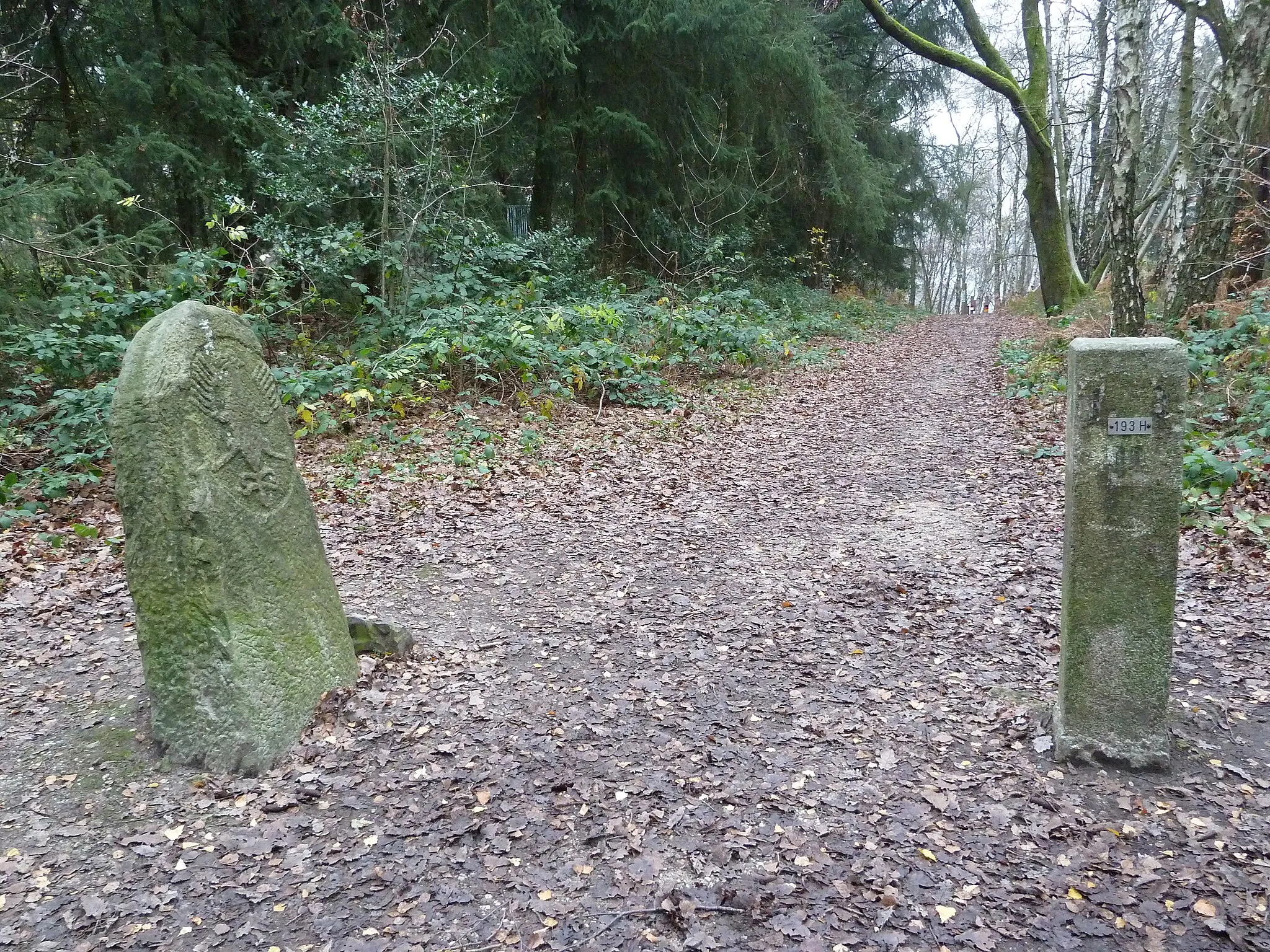 Photo showing: Border stone behind Wilhelminatoren, Vaals, Limburg, the Netherlands